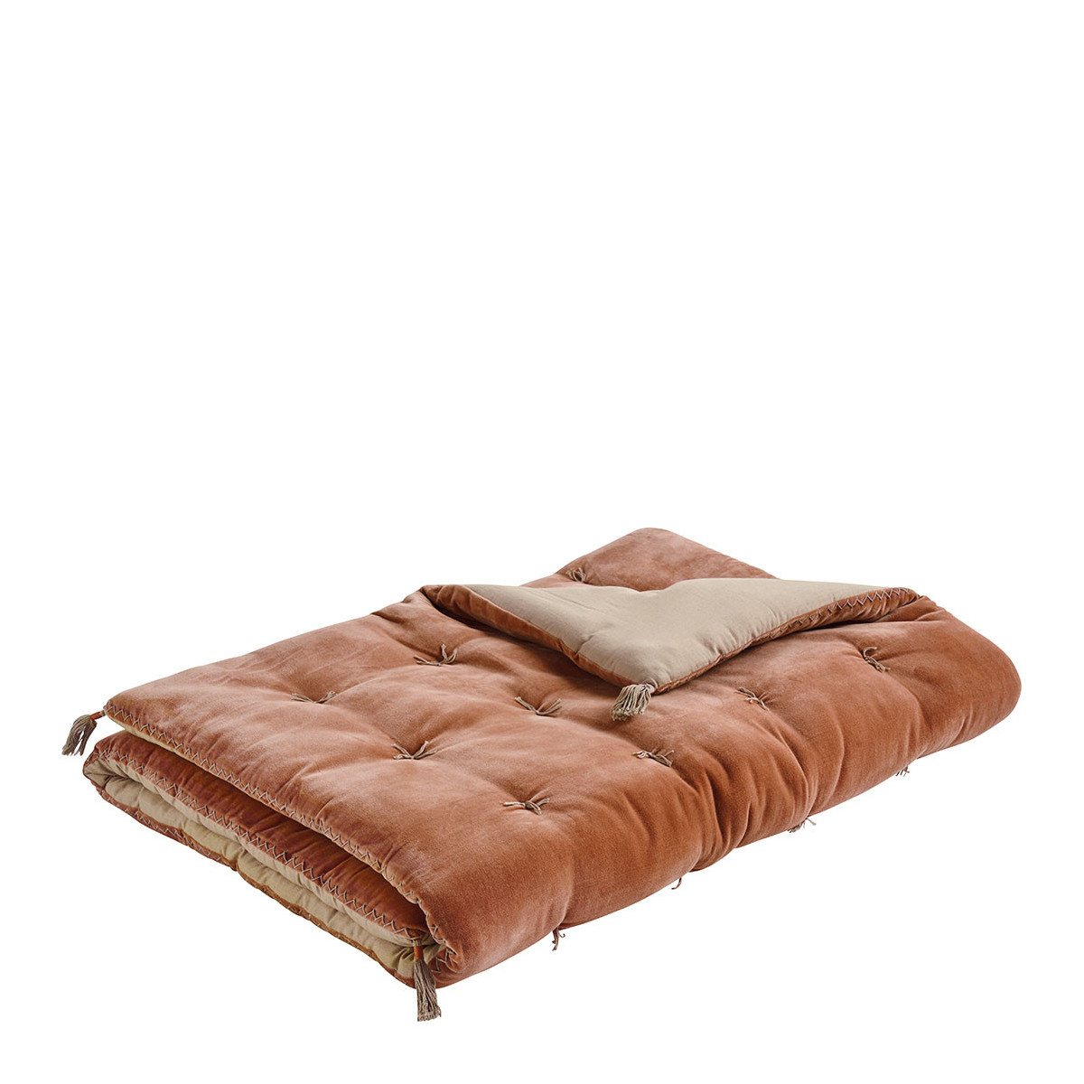 Futon mattéo en velours de coton et lin - 180 x 80 cm - blush BLANC D'IVOIRE Orange