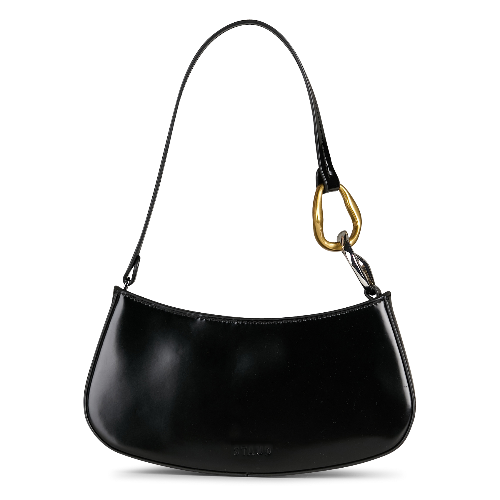 Geschnürte Beuteltasche aus strukturiertem Leder STAUD Schwarz