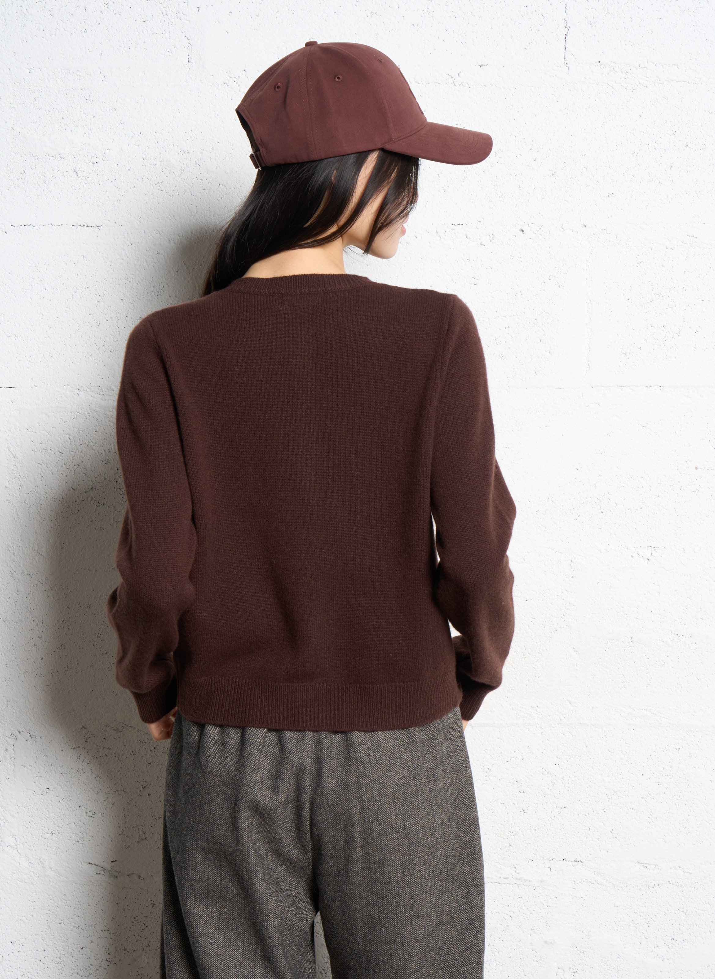 Gilet droit col rond en laine SUNCOO Marron