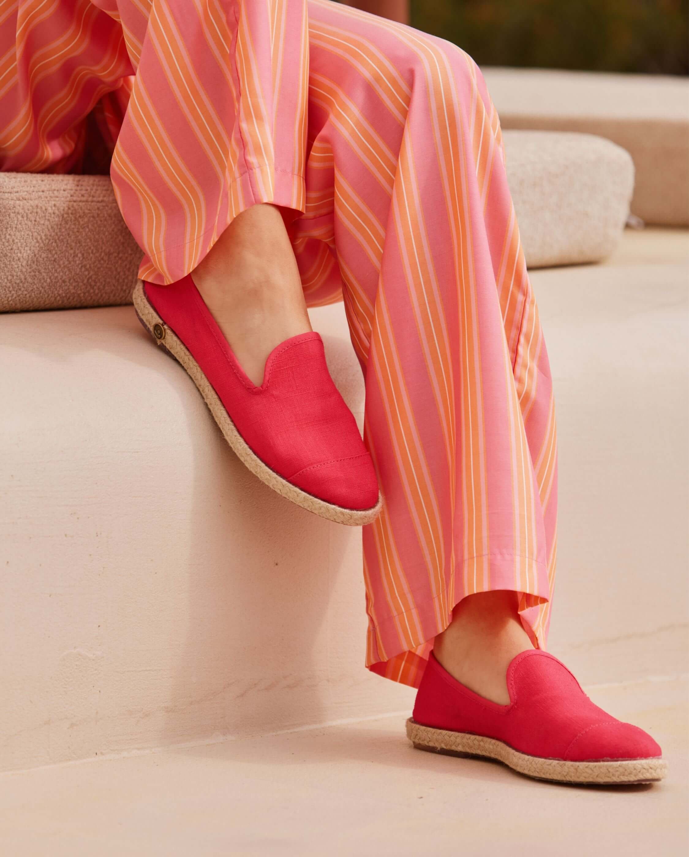 Women's linen espadrilles, fuchsia ANGARDE Pink