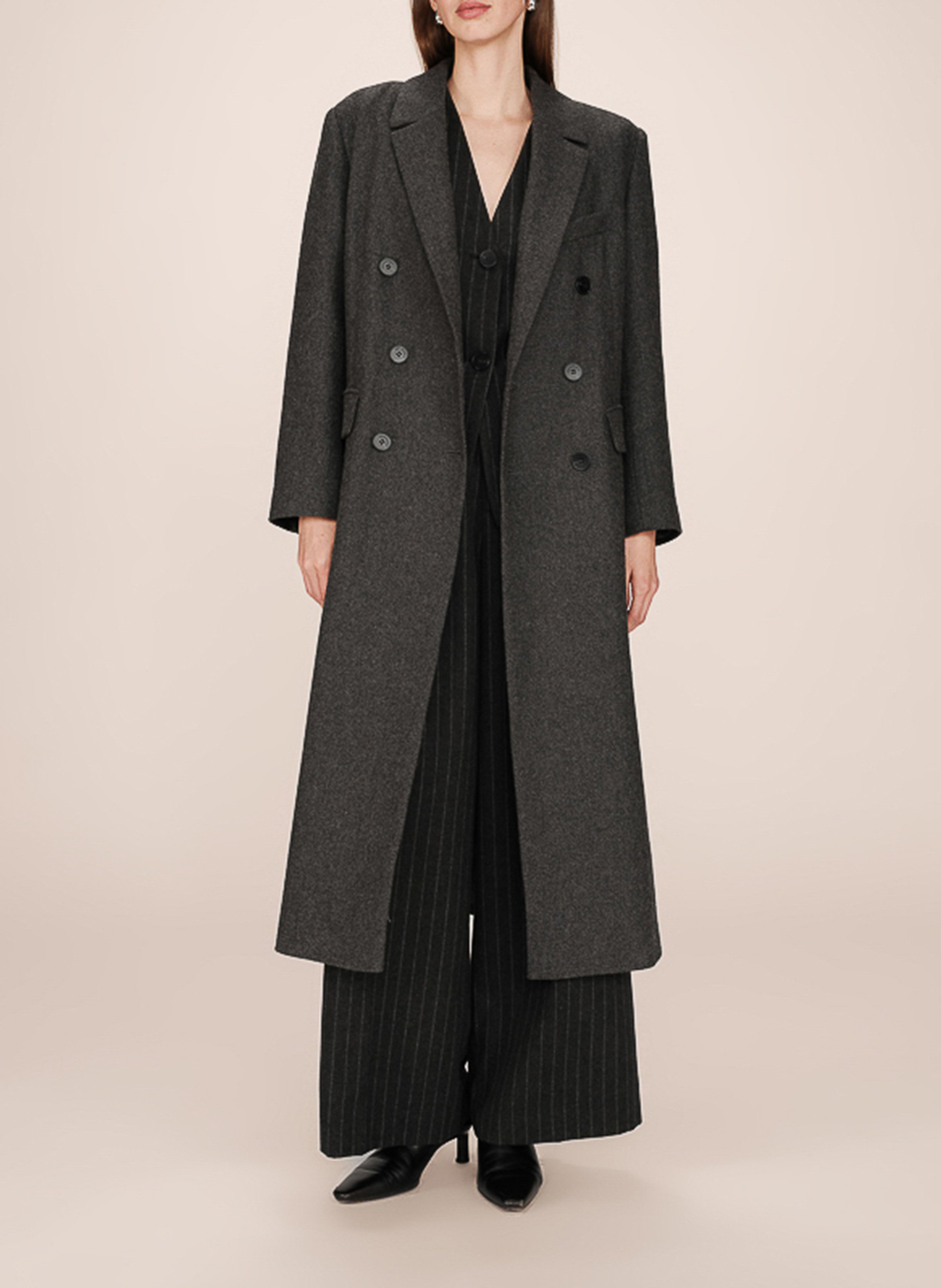 Oversized wool-blend coat with tailored collar GRACE ET MILA Grey
