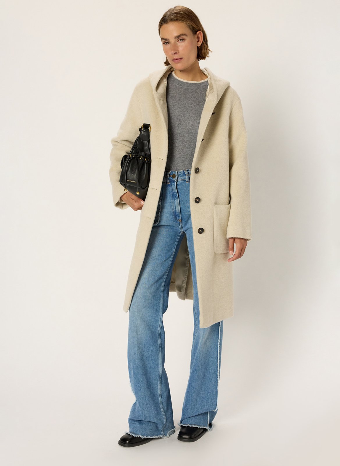 Jas met capuchon en gemengde wol GERARD DAREL Beige