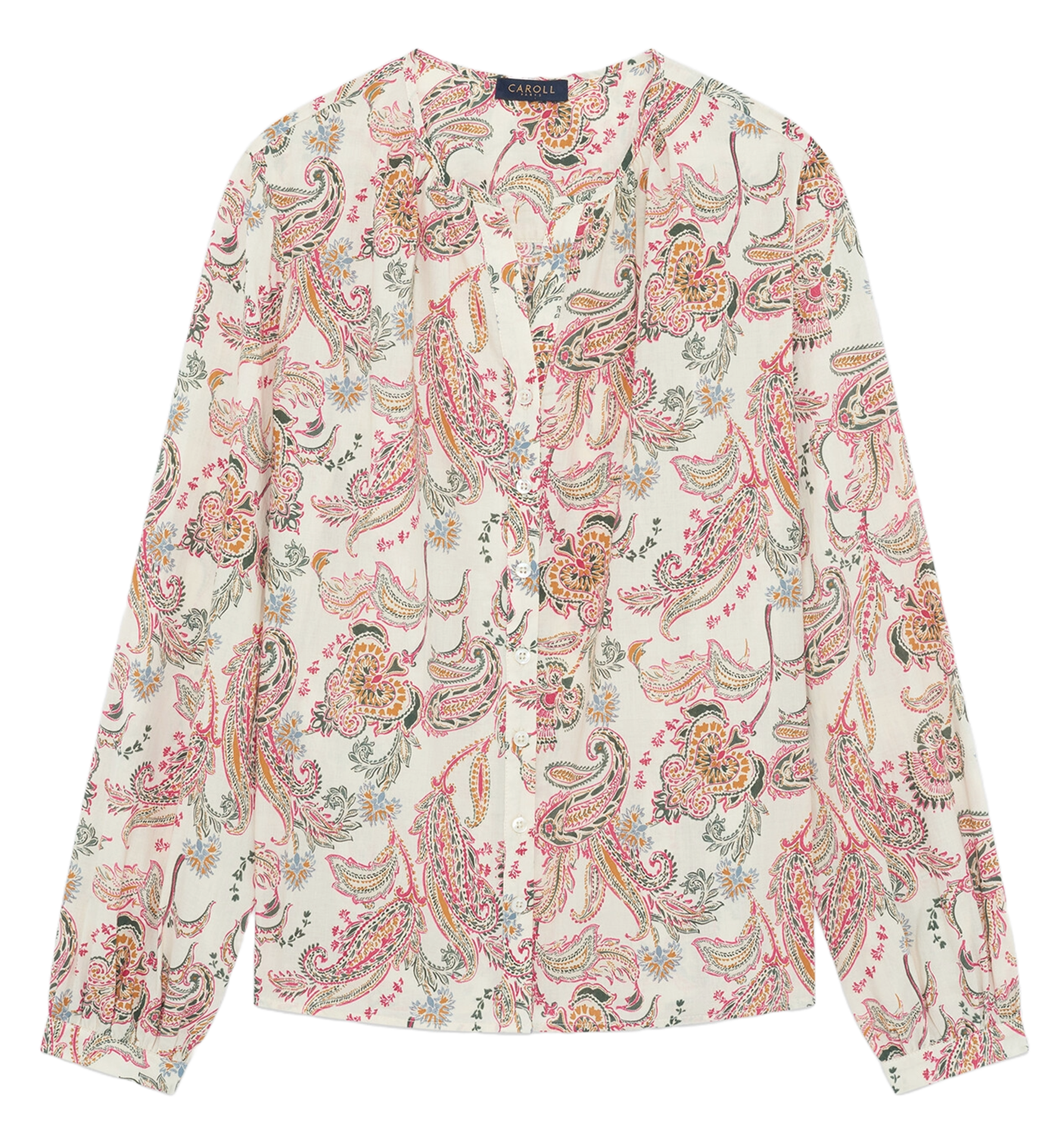 Chemise col rond en coton  CAROLL Beige