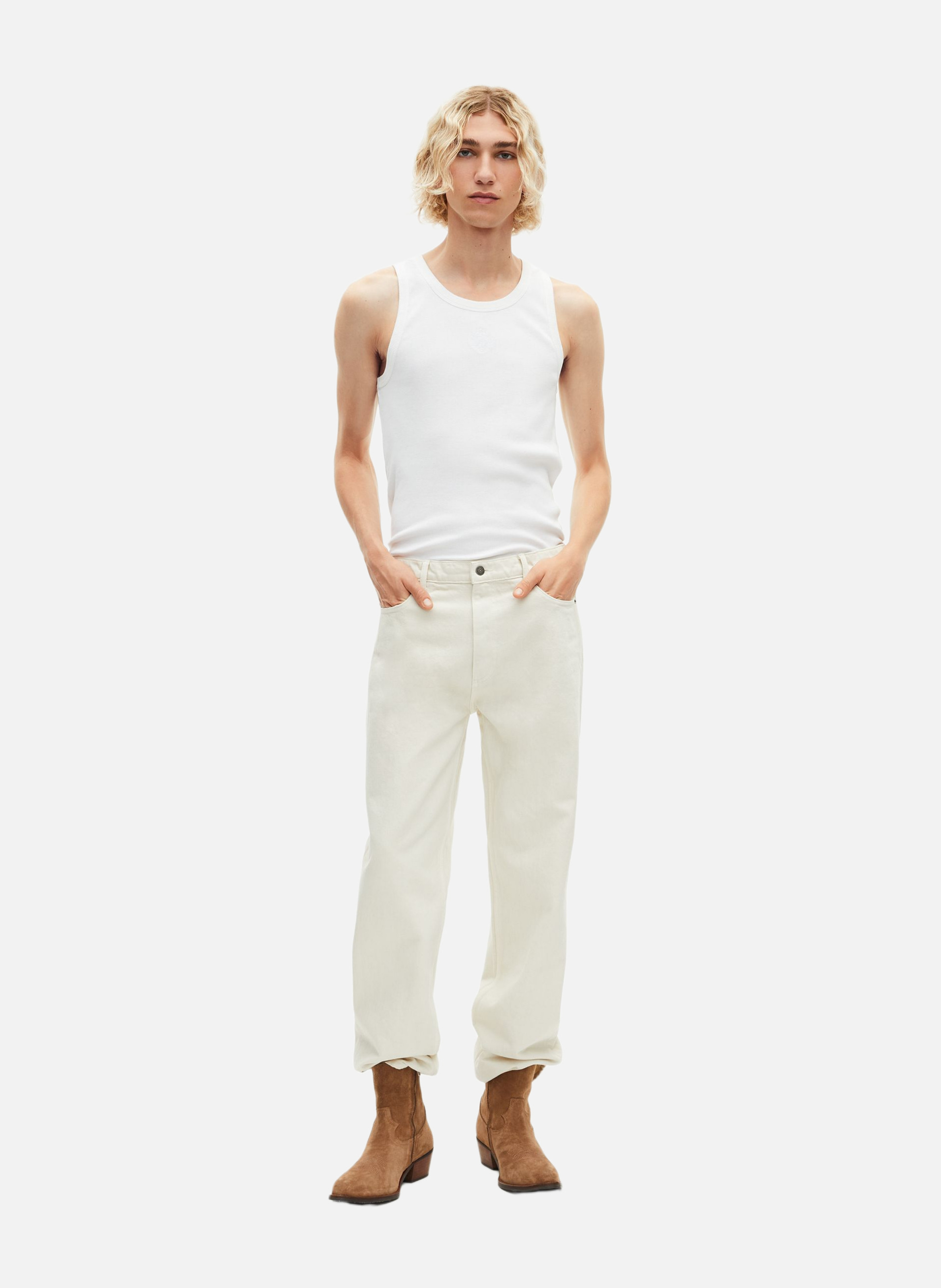 - Straight-leg jeans
- 5 pockets
- Straight cut
- Faded effect THE KOOPLES Beige