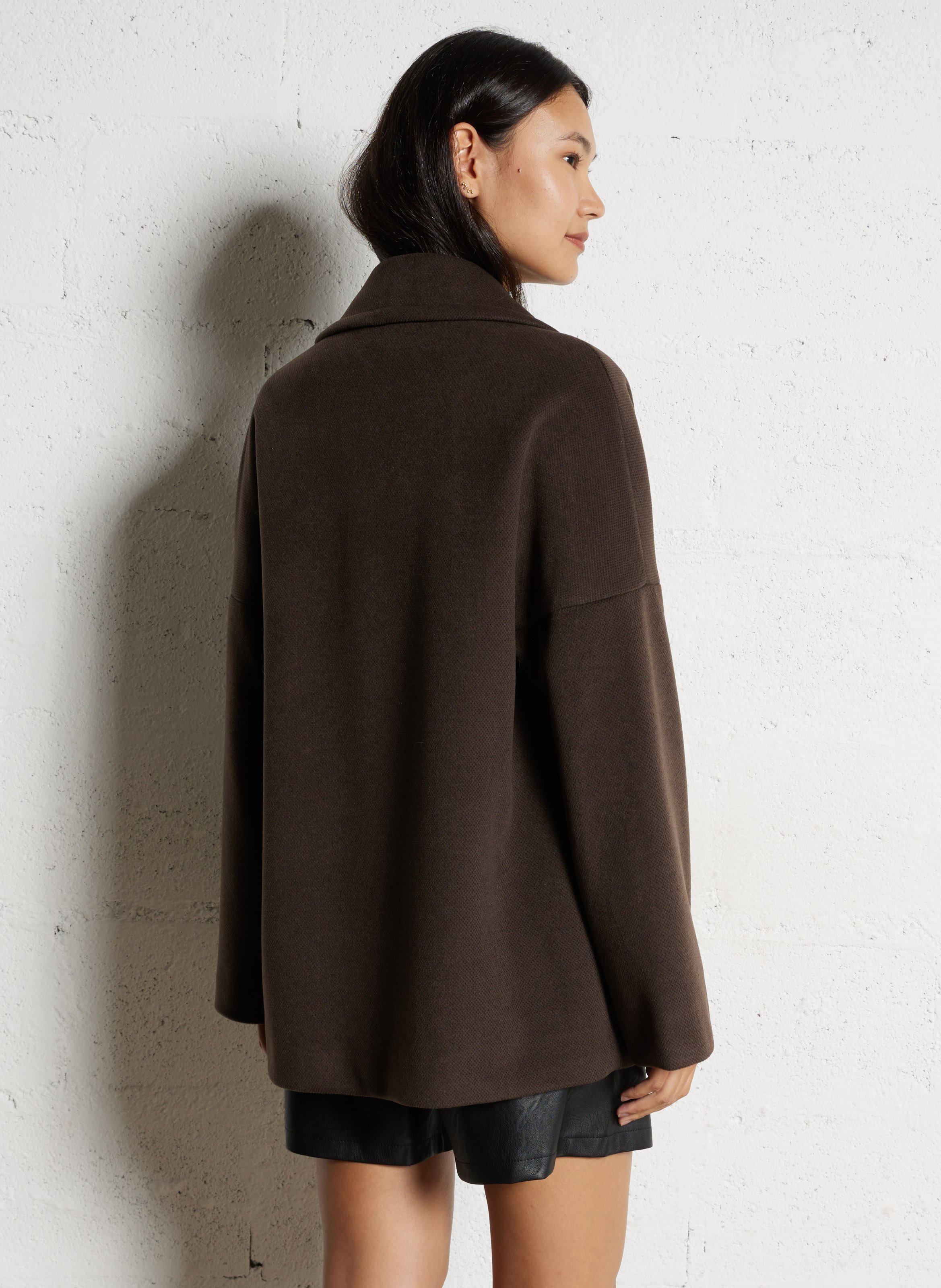 Oversized jasje met reverskraag PLEASE Bruin