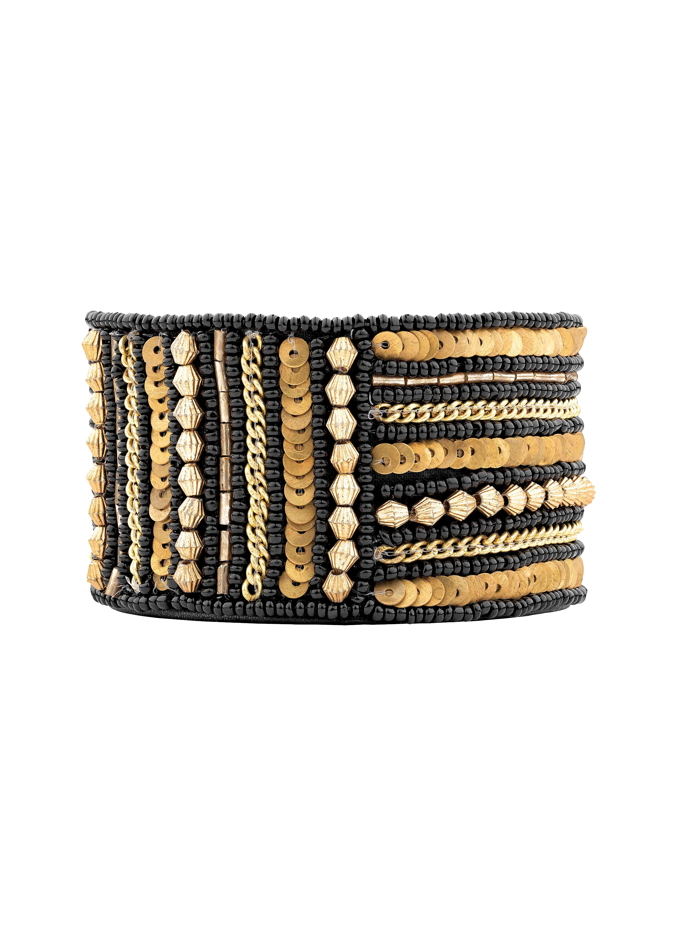 Adjustable woven bead cuff bracelet HIPANEMA Black