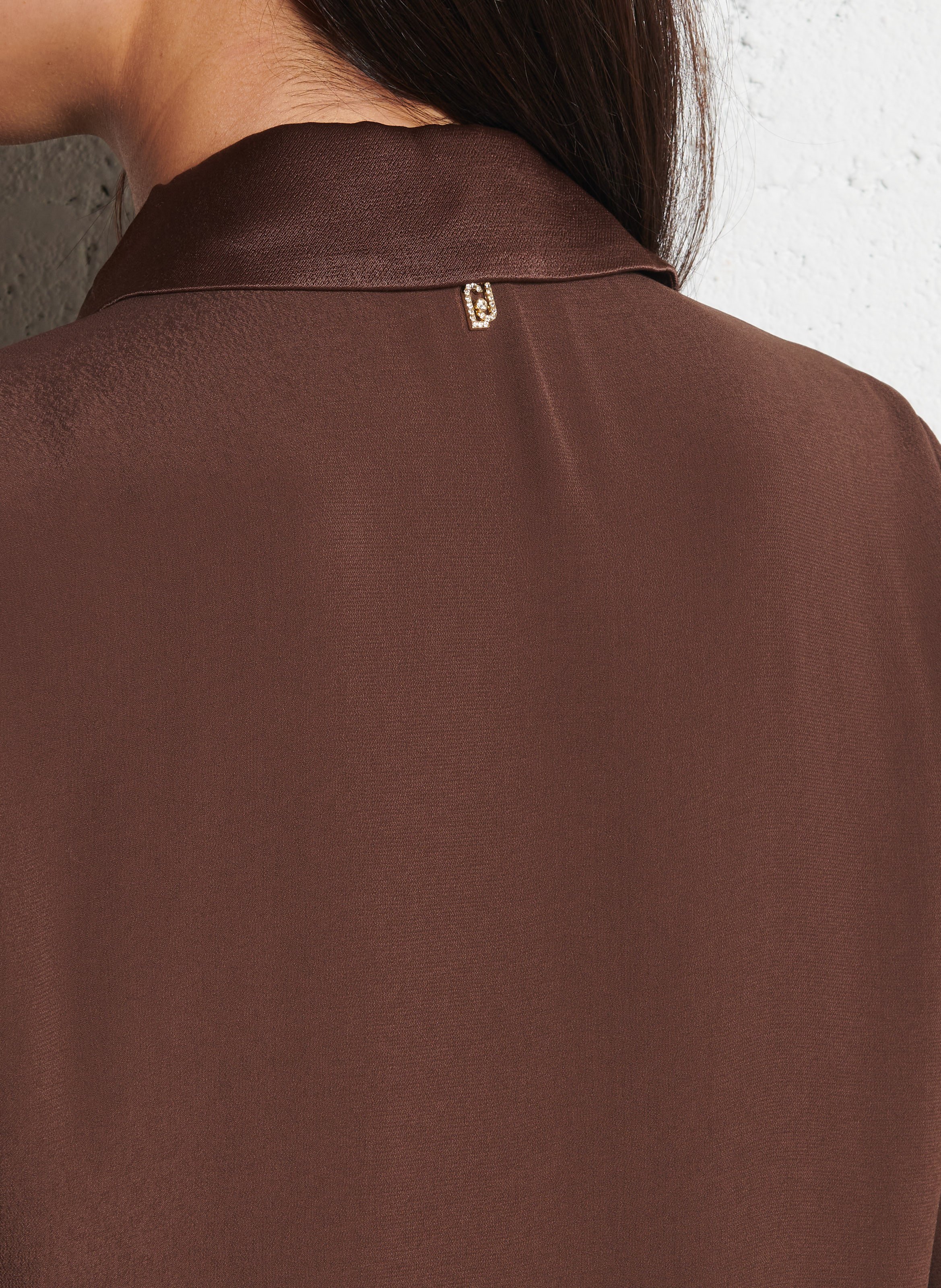 Straight fluid shirt with classic collar LIU JO Braun
