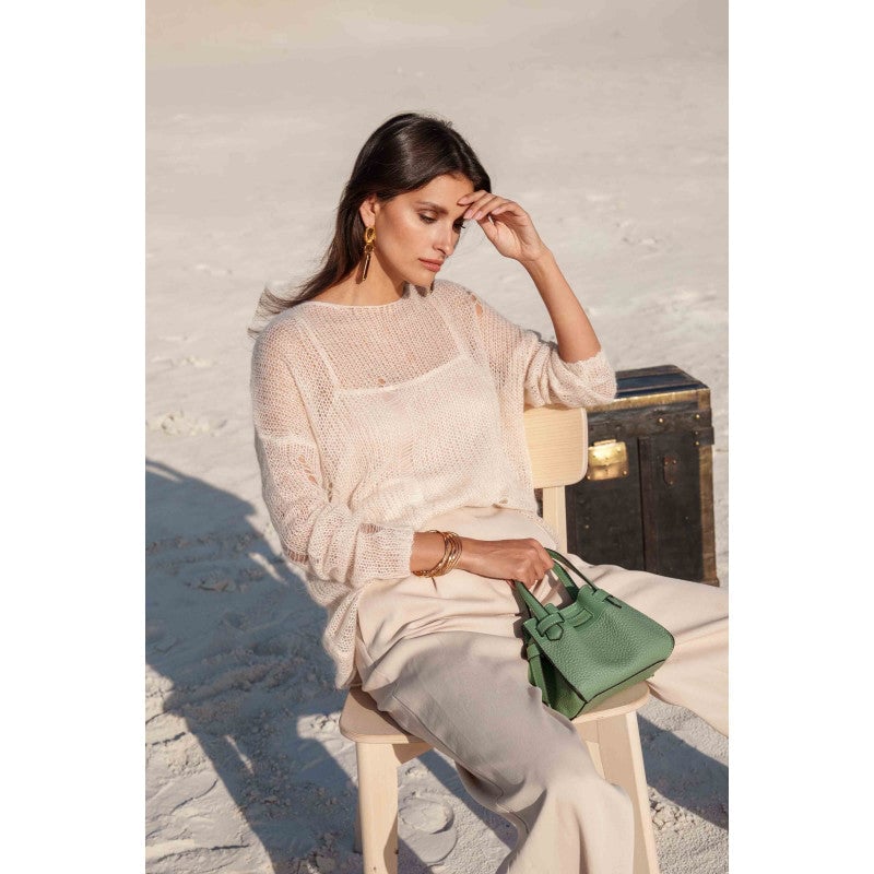 Handbag - cowhide leather POURCHET Beige