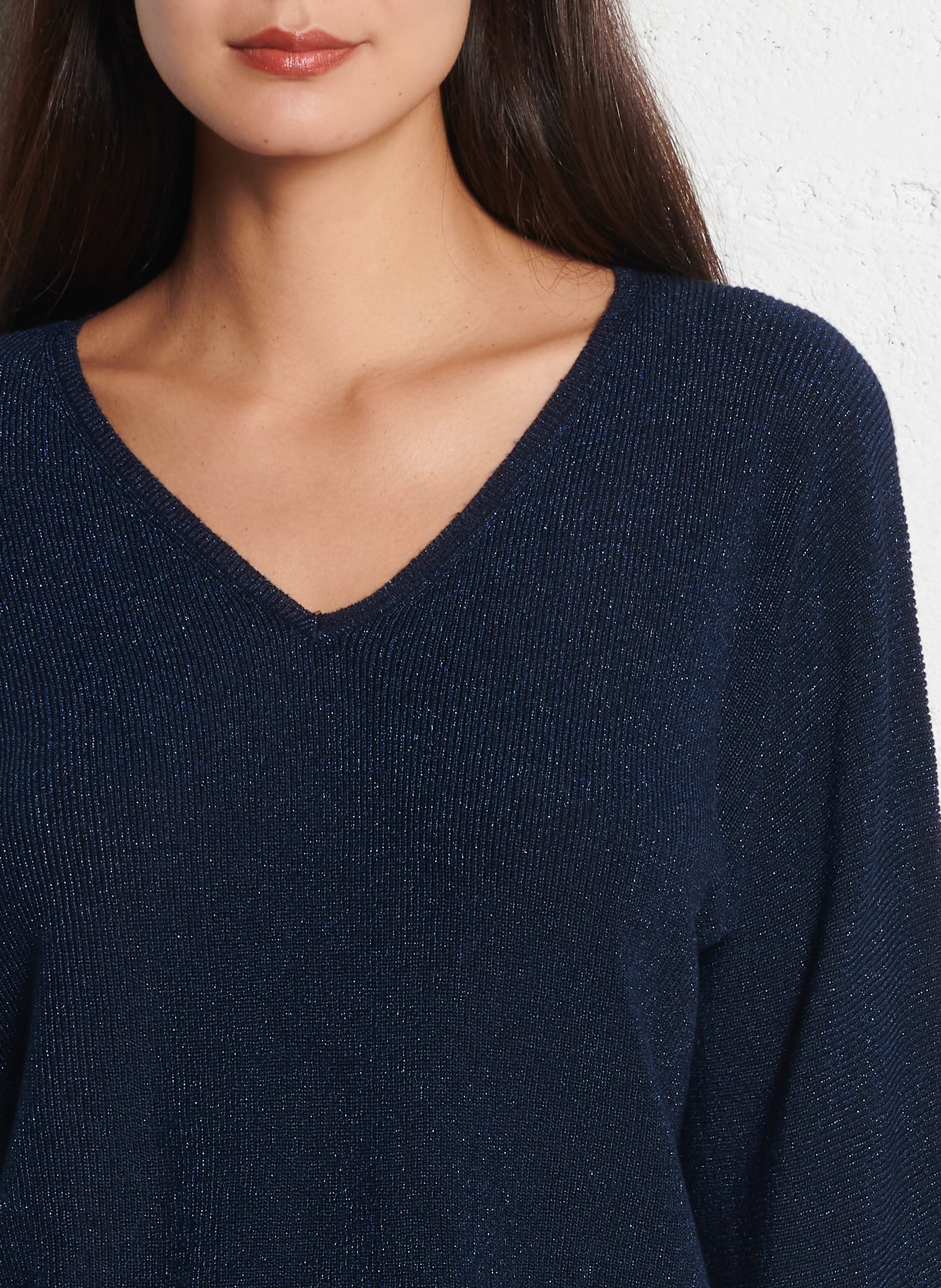 Pull ample pailleté manches chauve-souris  SUD EXPRESS Bleu