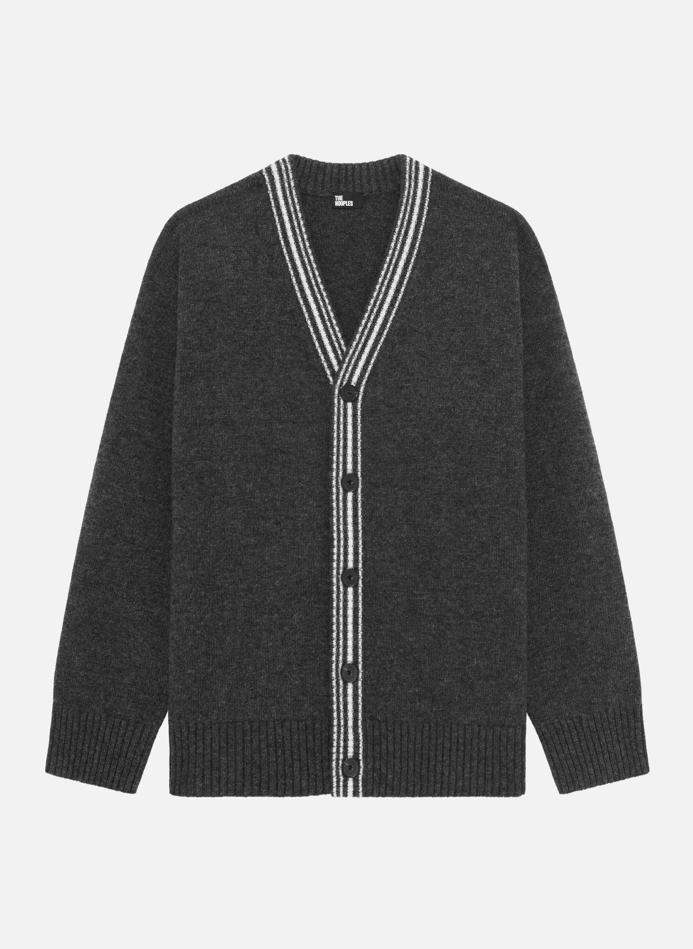 Wool cardigan with contrasted stripes THE KOOPLES Grey