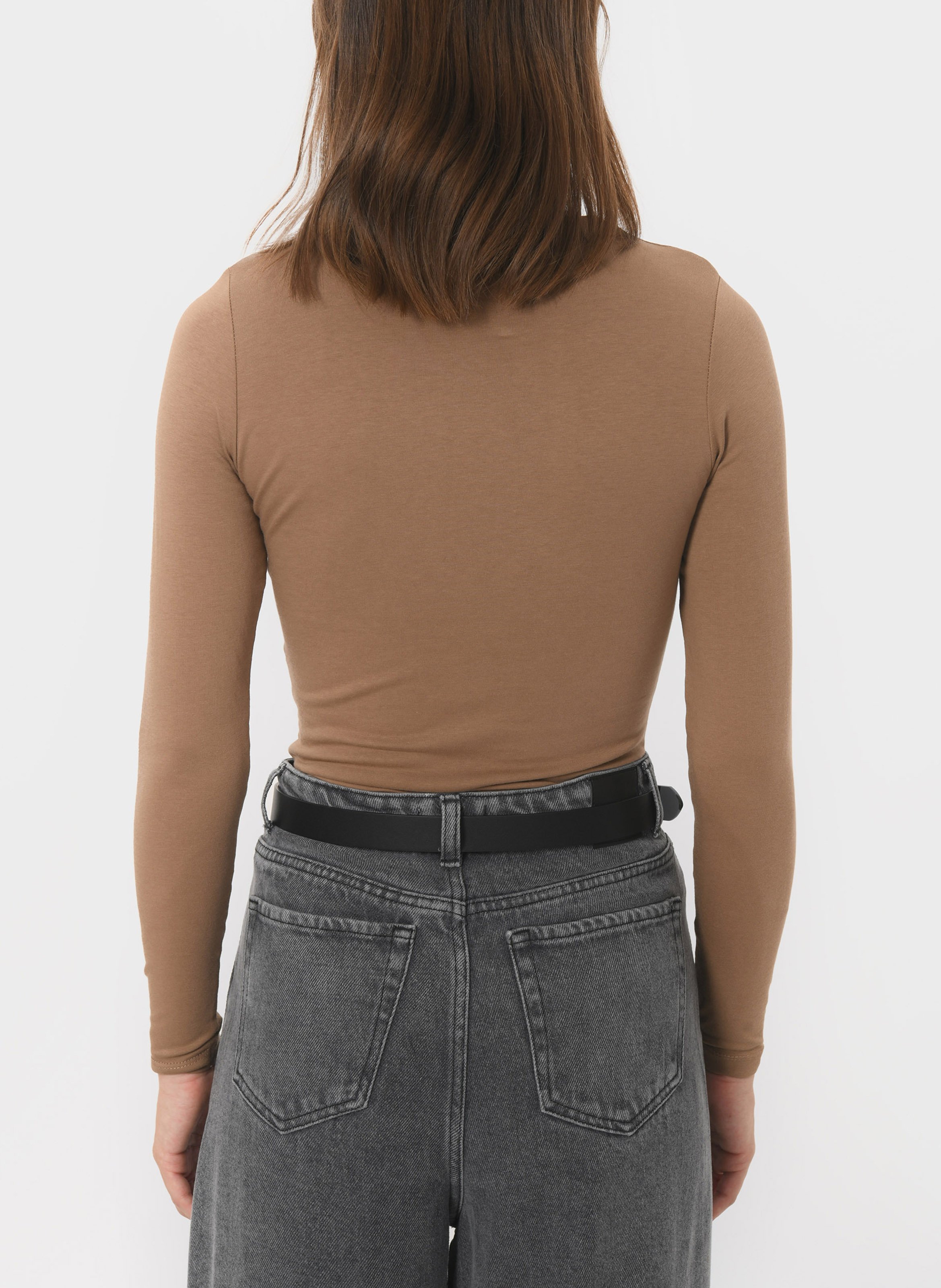 Tee-shirt moulant col rond en coton mélangé KOOKAI Beige