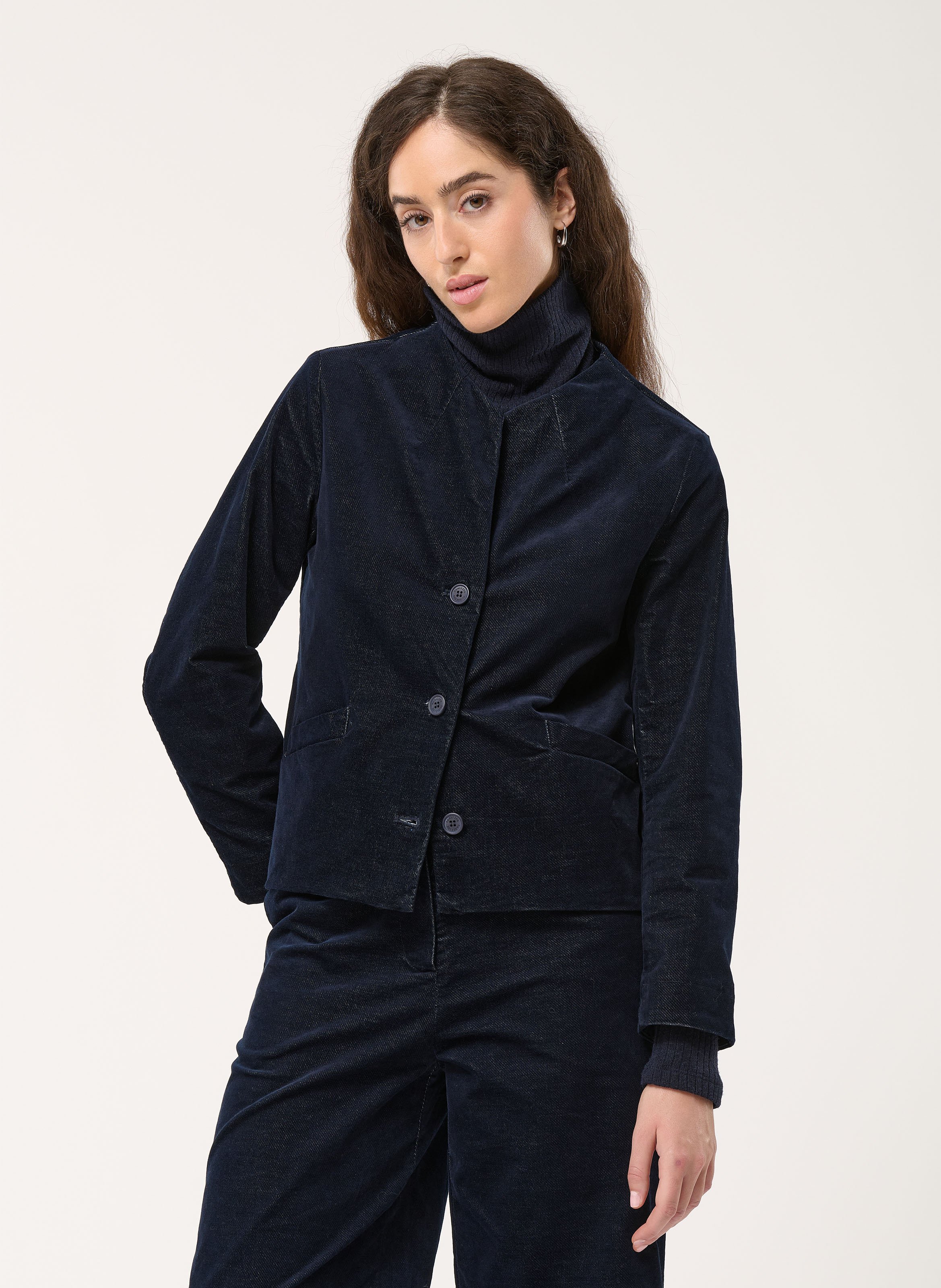 Veste courte en velours lisse HUMILITY Bleu