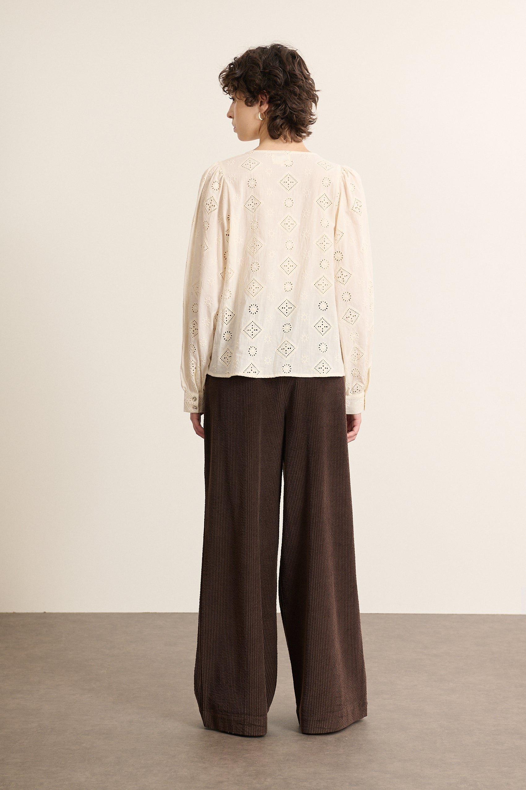 Long-sleeved blouse in broderie anglaise GARANCE PARIS White