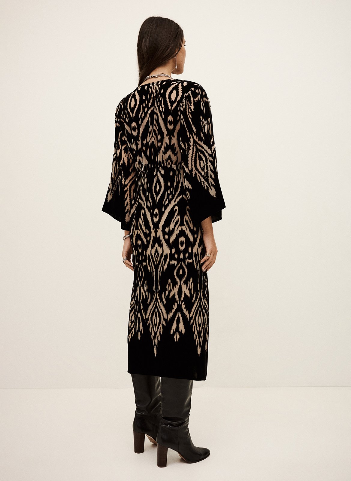 Robe midi cache-cœur imprimée BA&SH Noir