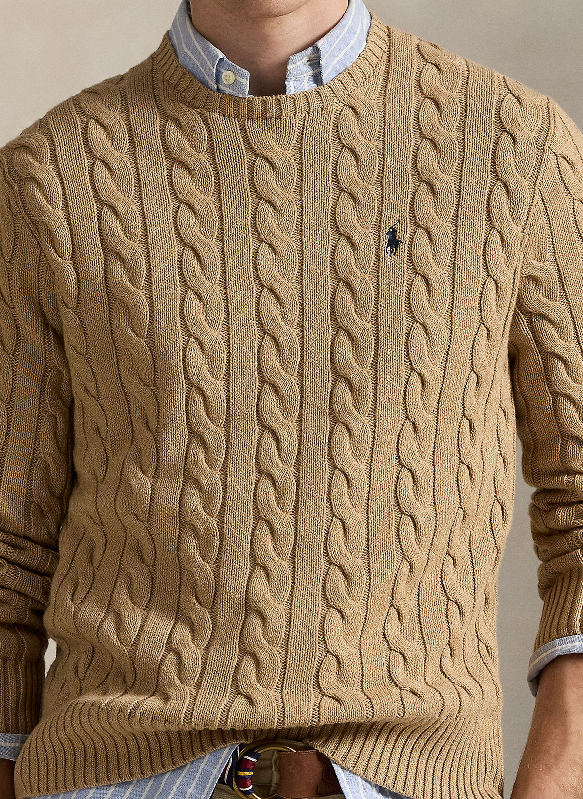 Pull col rond regular-fit en coton POLO RALPH LAUREN Beige