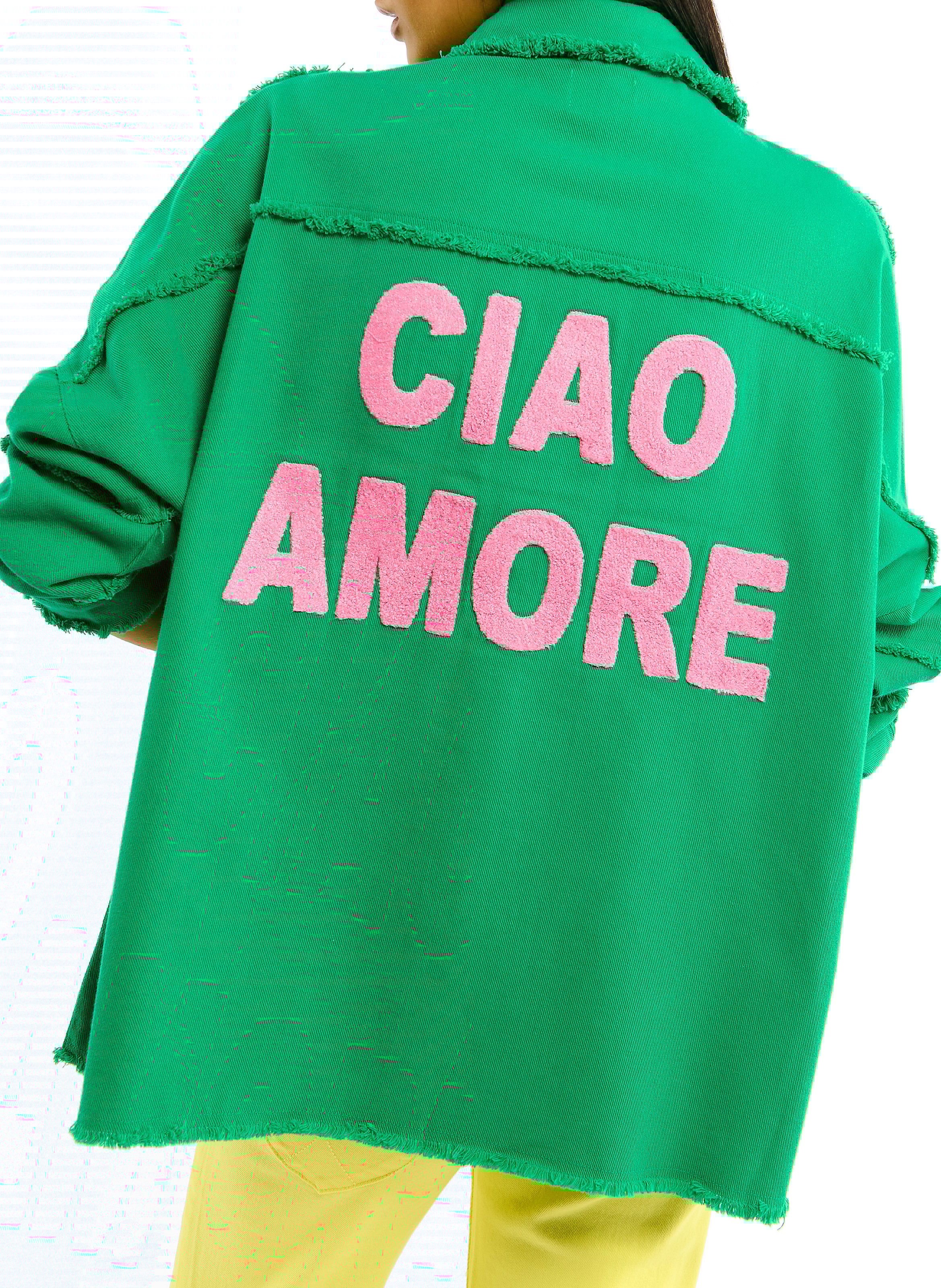 Straight cotton jacket with classic collar WILD Green