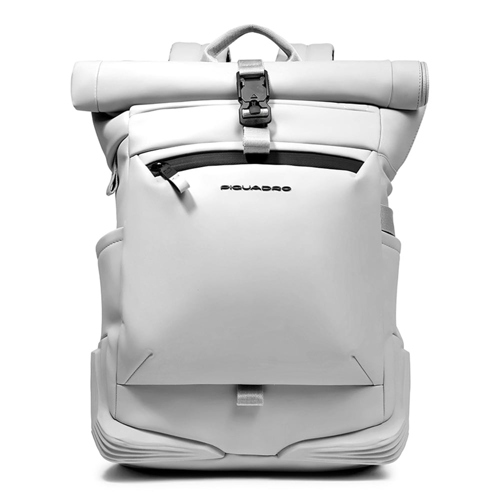 Backpack for PC and iPad® with chest strap, u-lock loops, and rear light loop PIQUADRO White