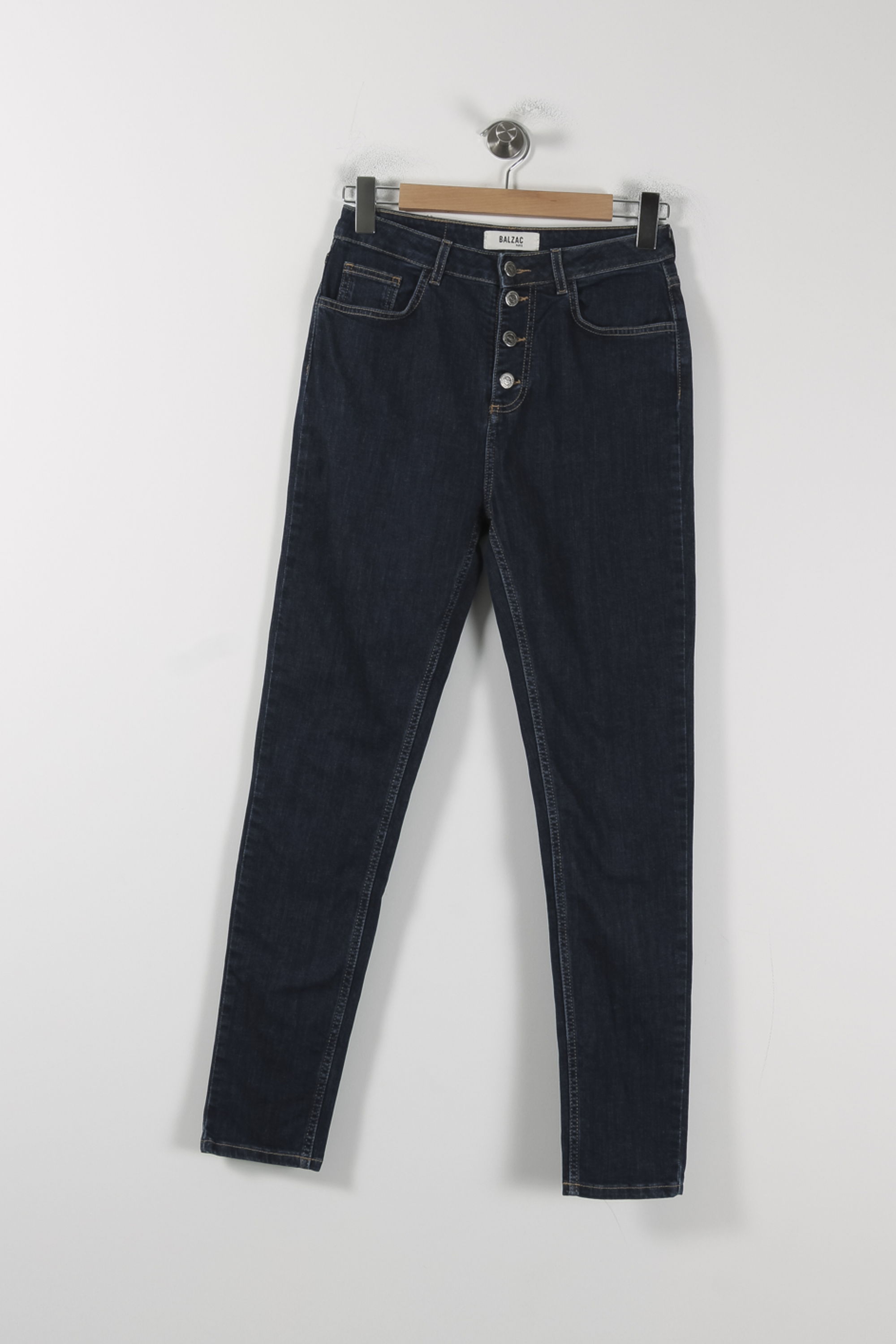 Cropped slim jeans with studs BALZAC PARIS - Seconde Main Blue