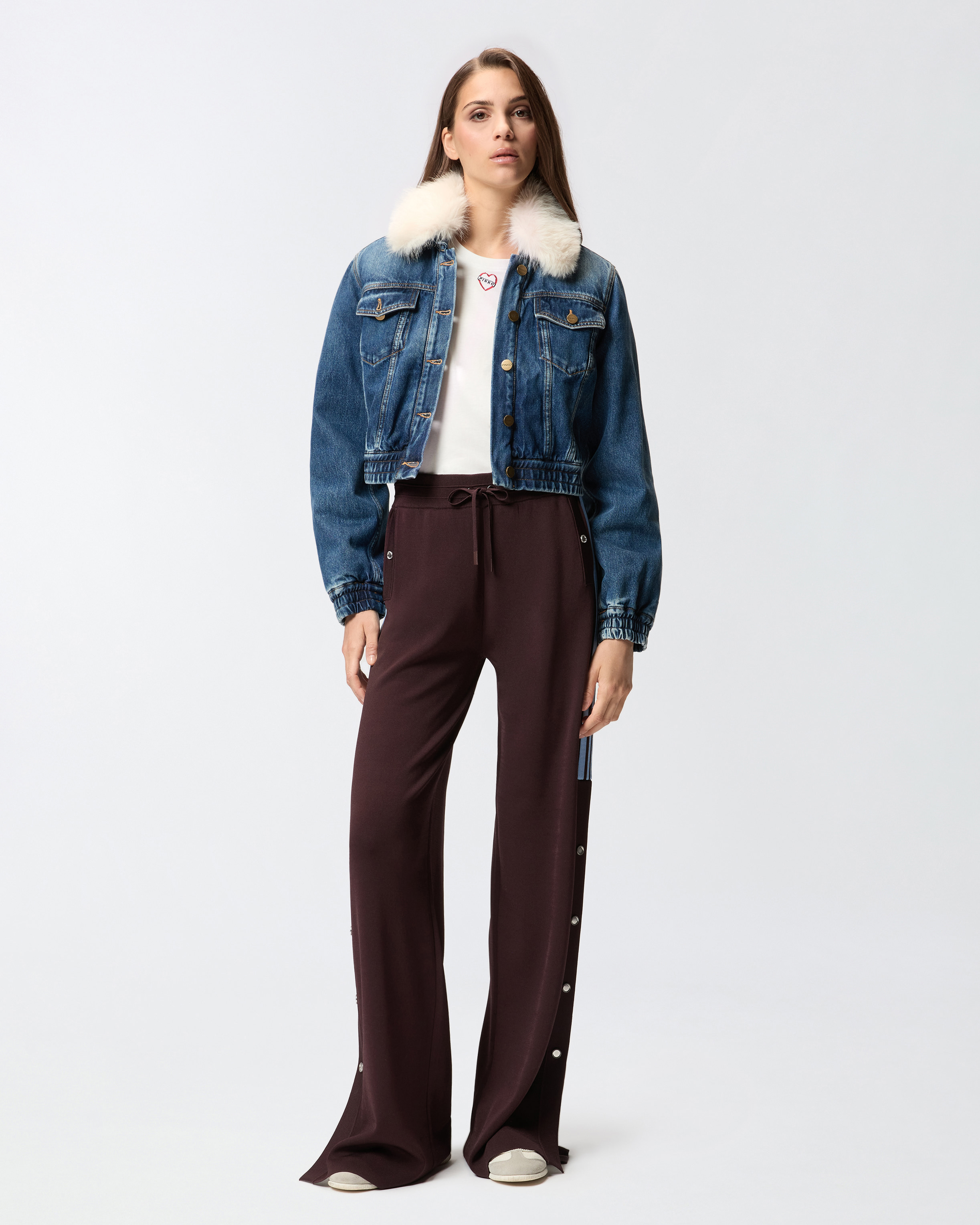 T-shirt with heart embroidery PINKO White