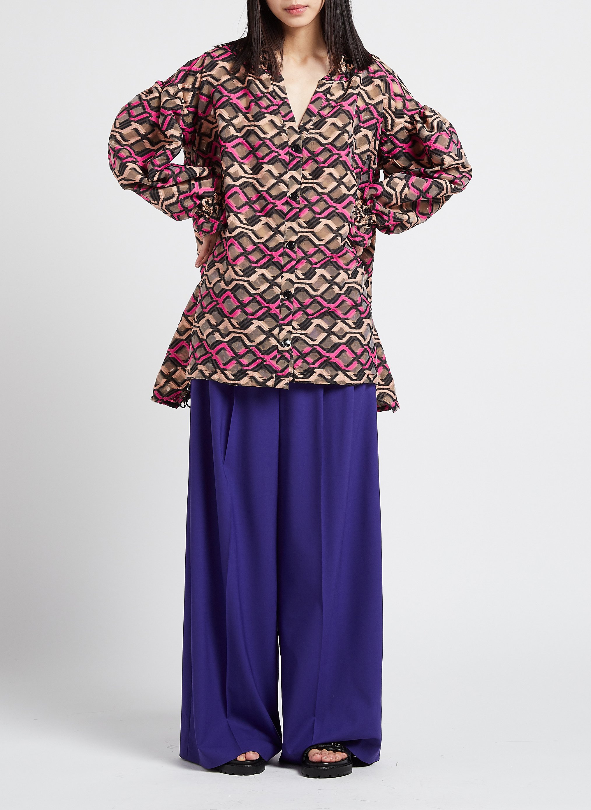 Weite Taillenhose aus Wollmix THEORY Blau