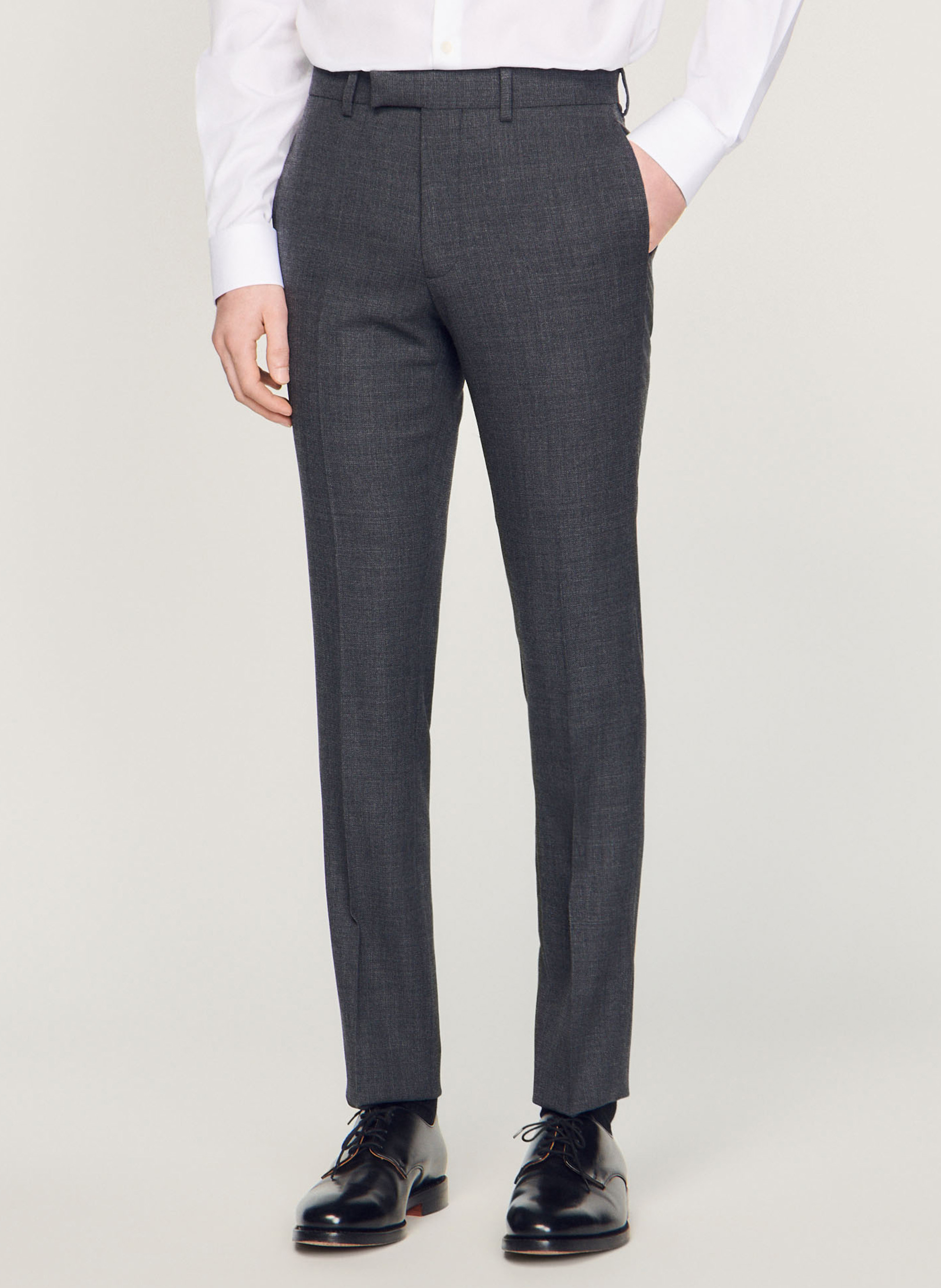 Pantalon de costume en laine SANDRO Gris