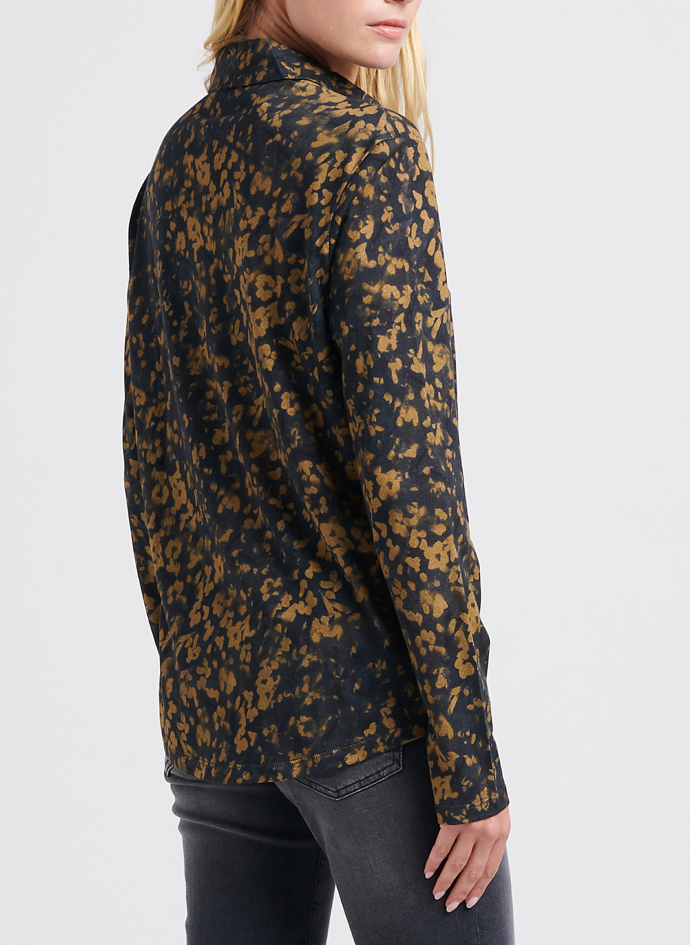 Bluse mit klassischem Kragen und Fleckenprints MAJESTIC FILATURES Blau