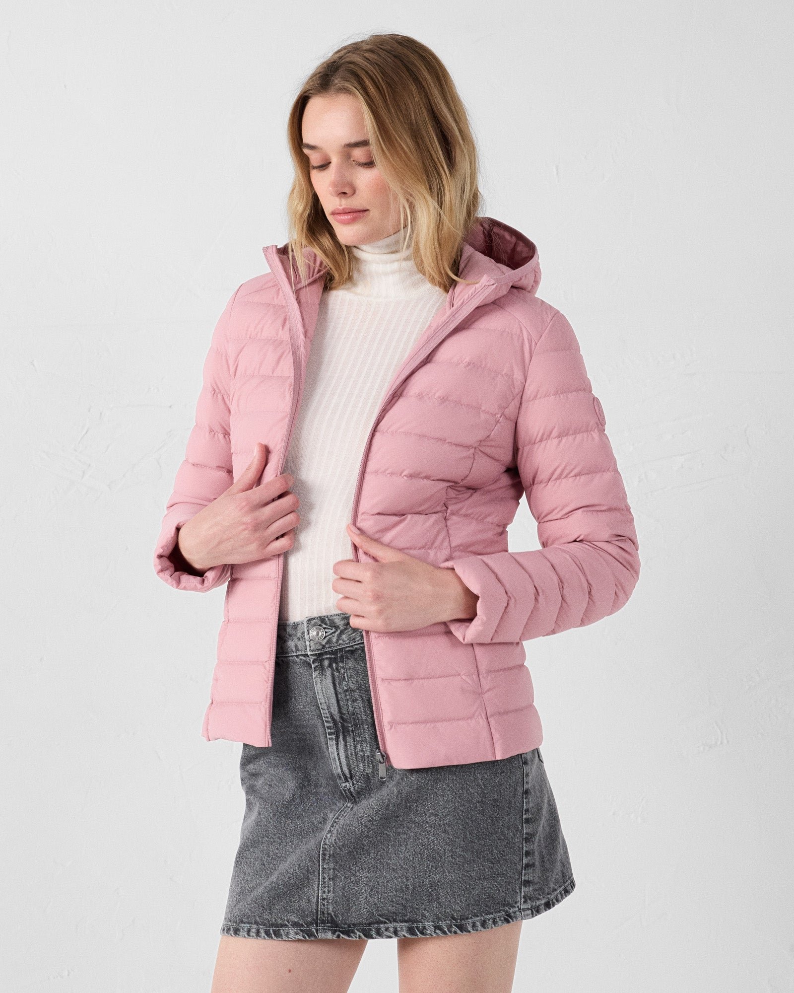 Lightweight stretch hooded puffer jacket Salma JOTT Pink