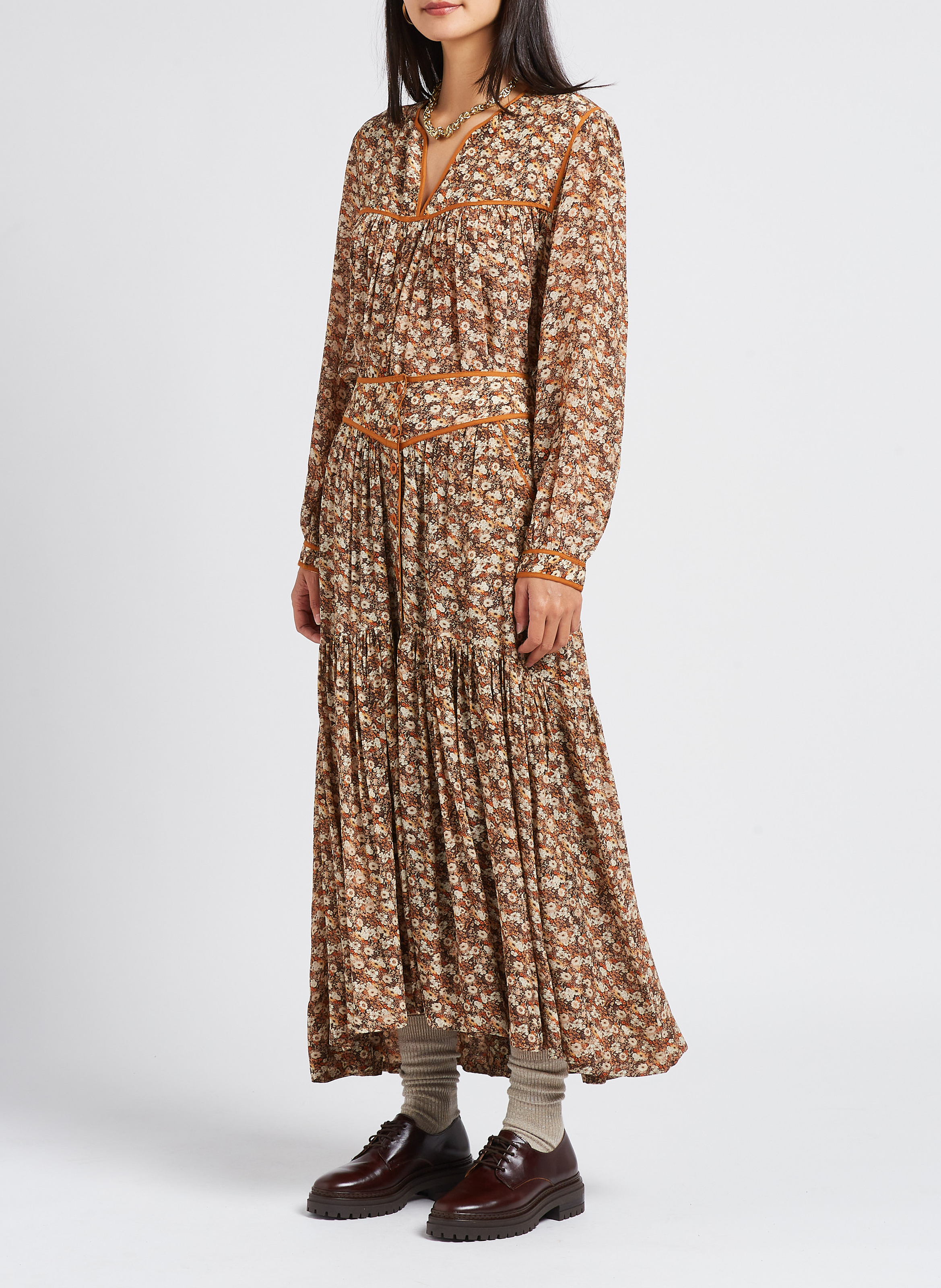 Jupe longue imprimée  SWILDENS Orange