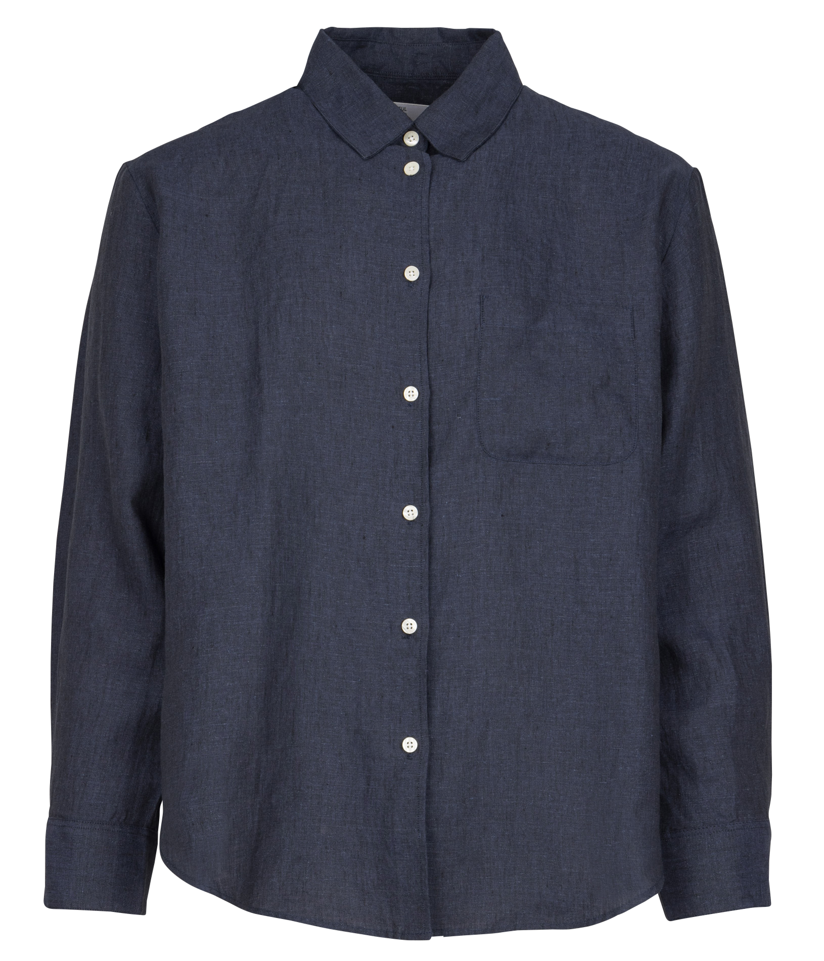 Wijde linnen blouse met klassieke kraag COLORFUL STANDARD Blauw