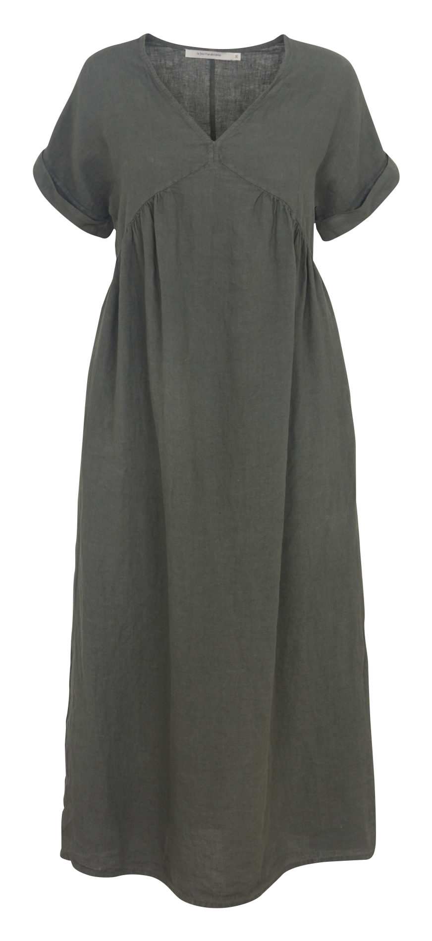 Langes Leinenkleid mit V-Ausschnitt LA FEE MARABOUTEE Grun