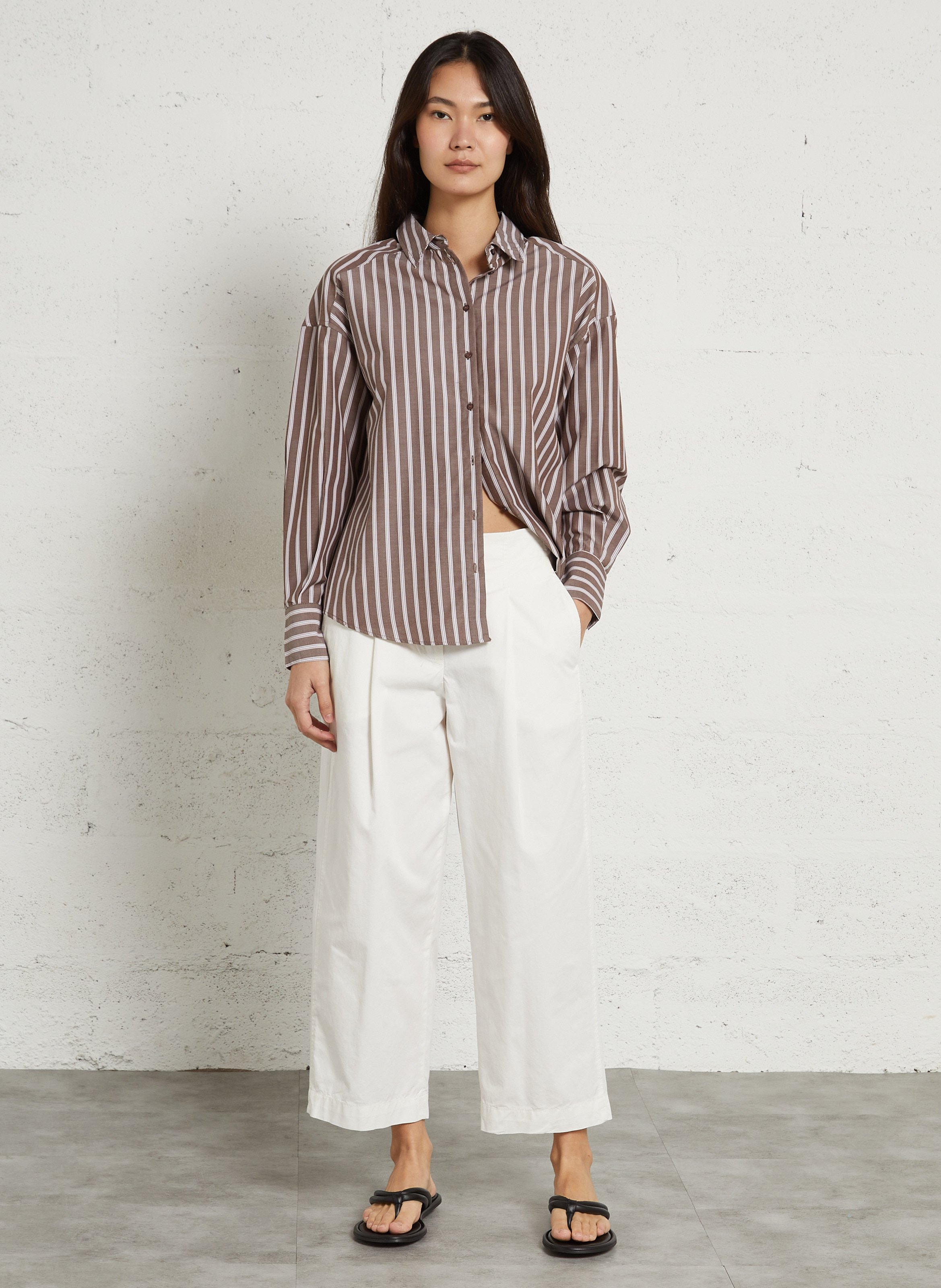 Chemise ample col classique à rayures SUD EXPRESS Marron