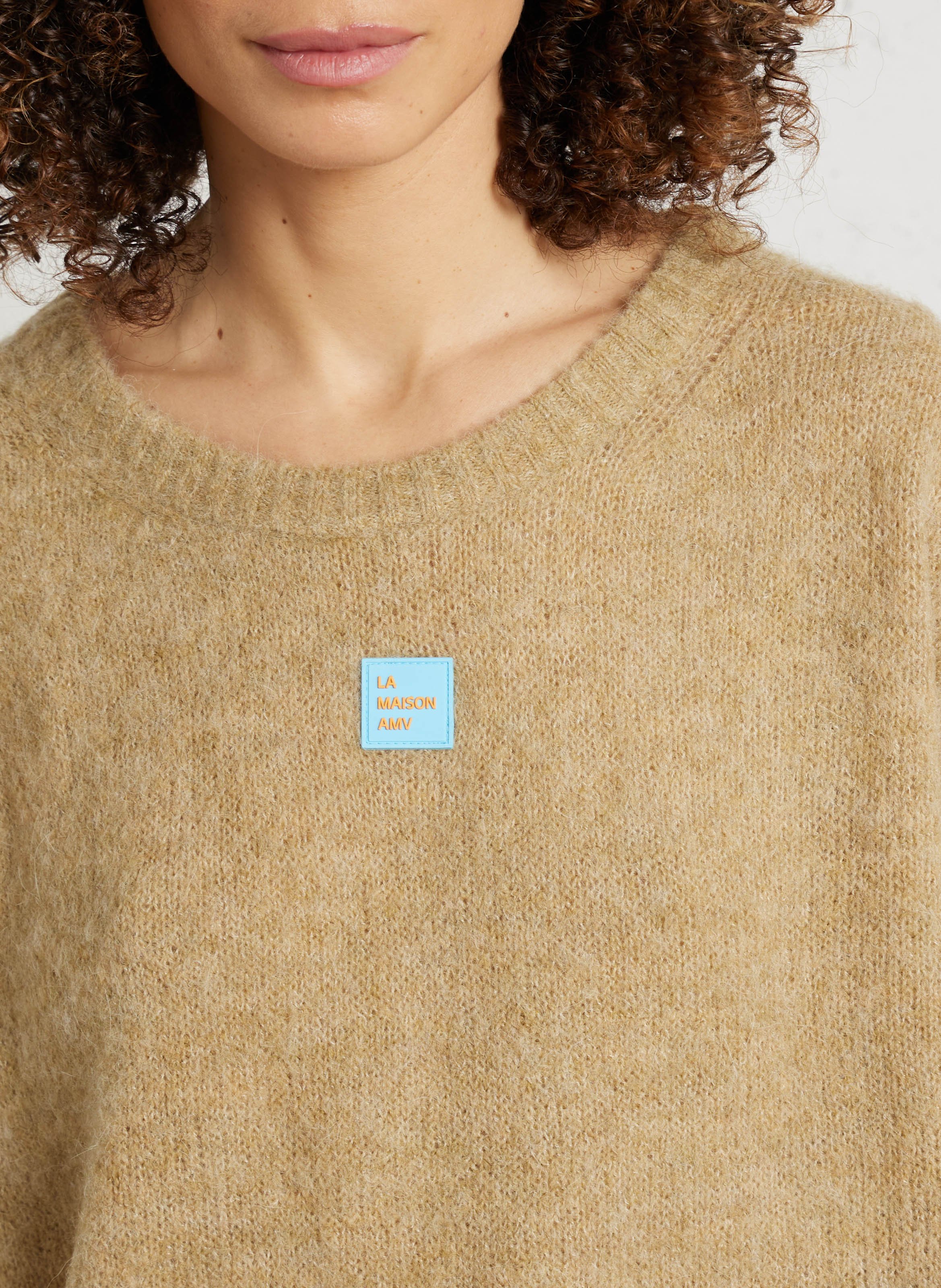 Oversize round-neck knit sweater AMERICAN VINTAGE Beige