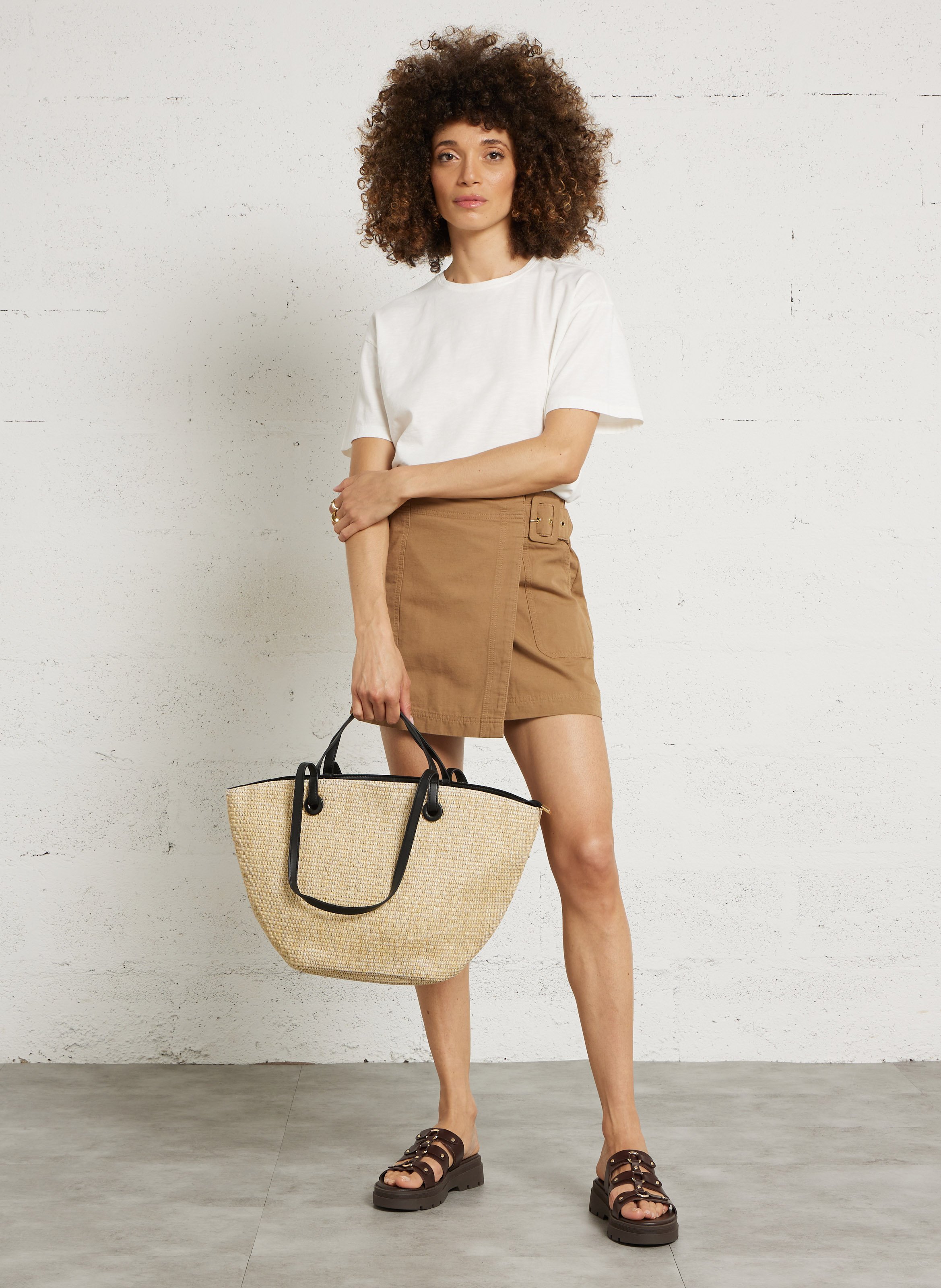 Raffia tote bag AU PRINTEMPS PARIS Beige