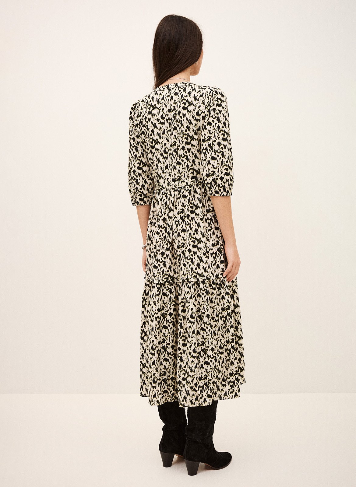 Robe midi col V BA&SH Beige