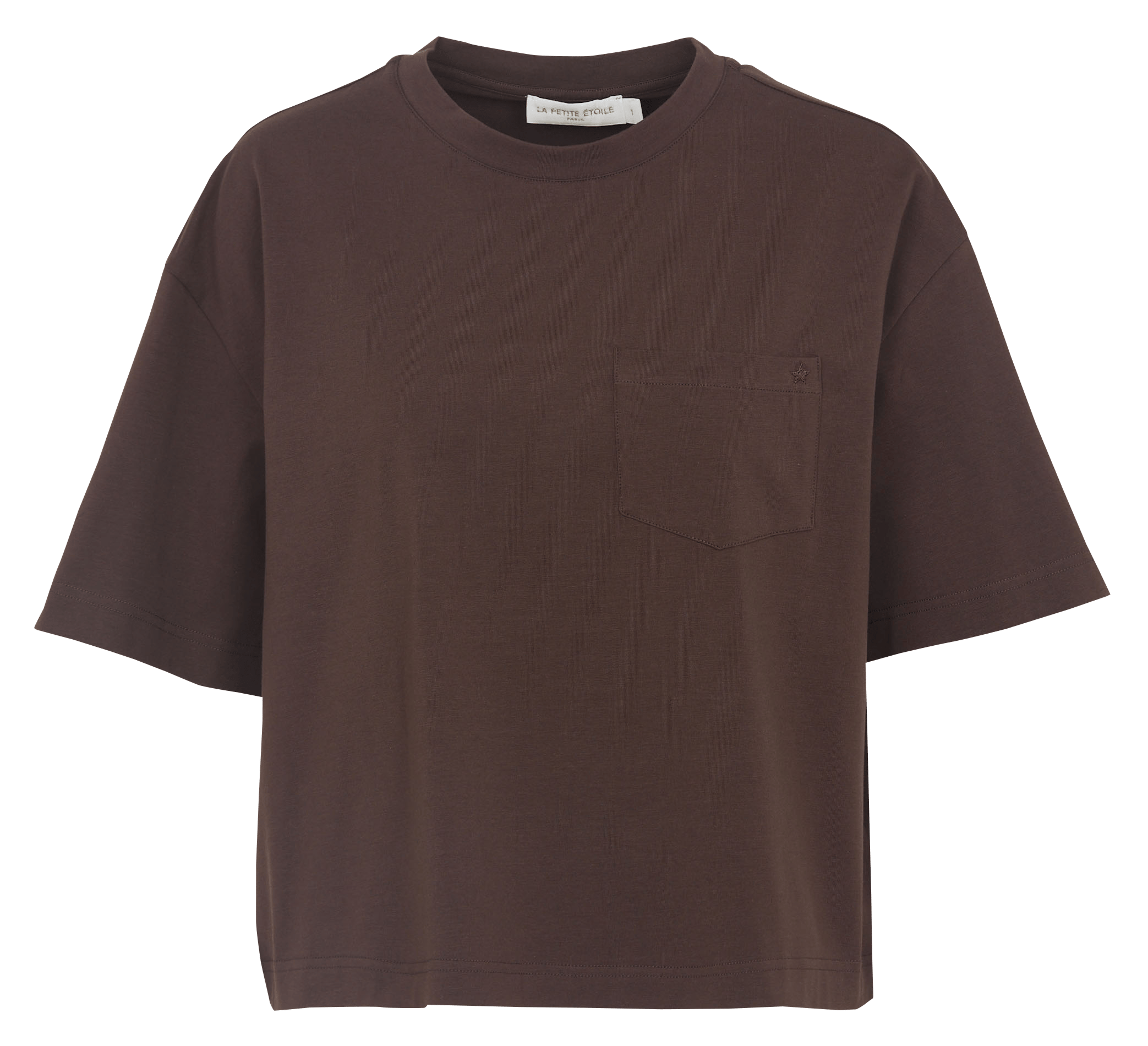 Oversized boxy T-shirt met ronde hals van gemengd katoen. LA PETITE ETOILE Bruin