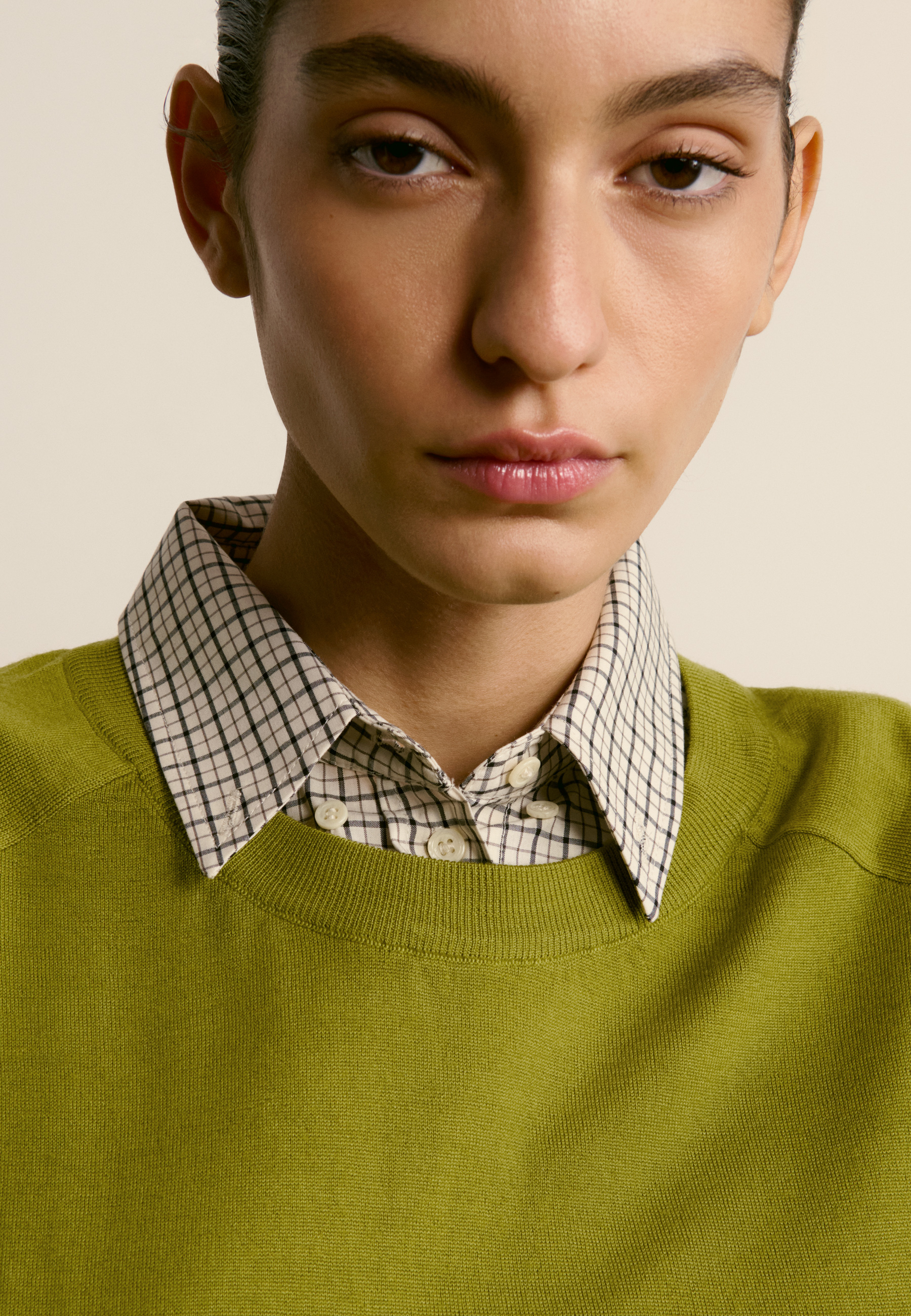 Round neck merino wool T-shirt MAISON MONTAGUT Green