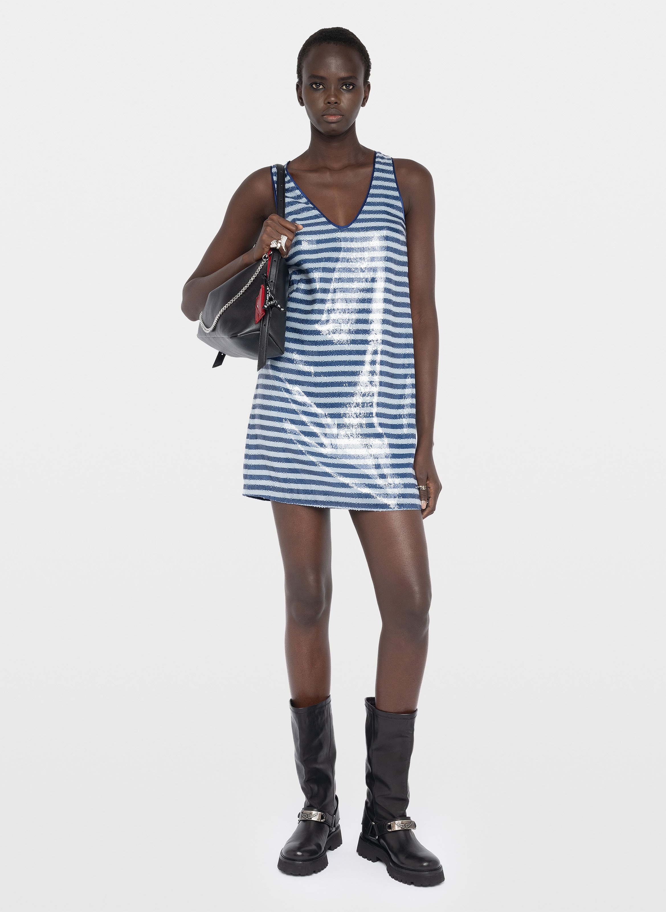 Kurzes gerade geschnittenes Paillettenkleid ZADIG&VOLTAIRE Blau