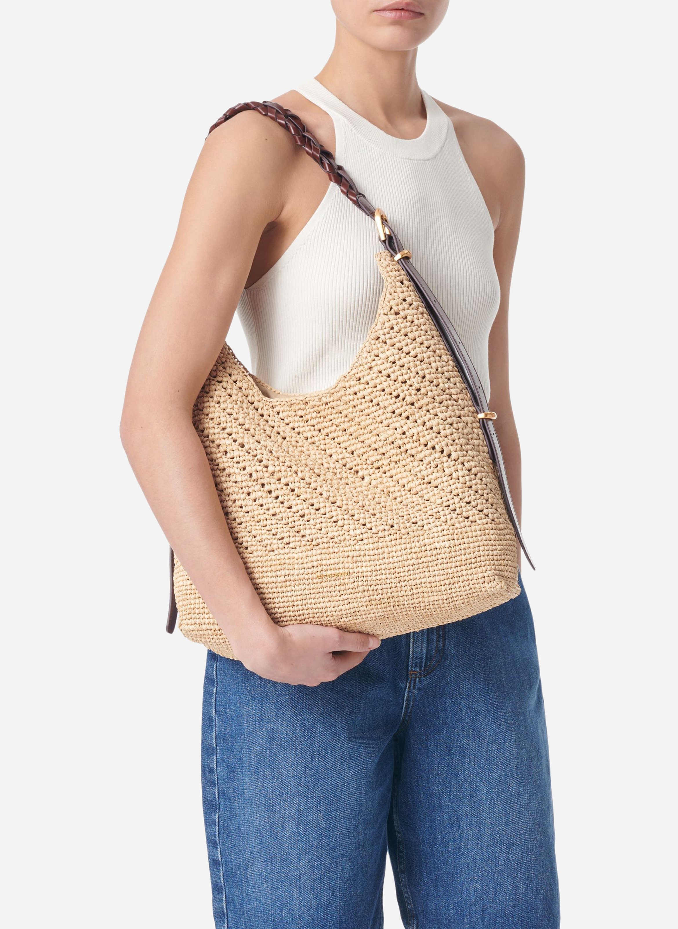 Sac hobo en raphia VANESSA BRUNO Beige