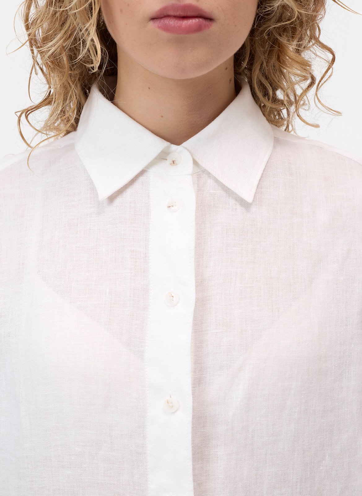 Straight linen shirt with classic collar CLOSED White