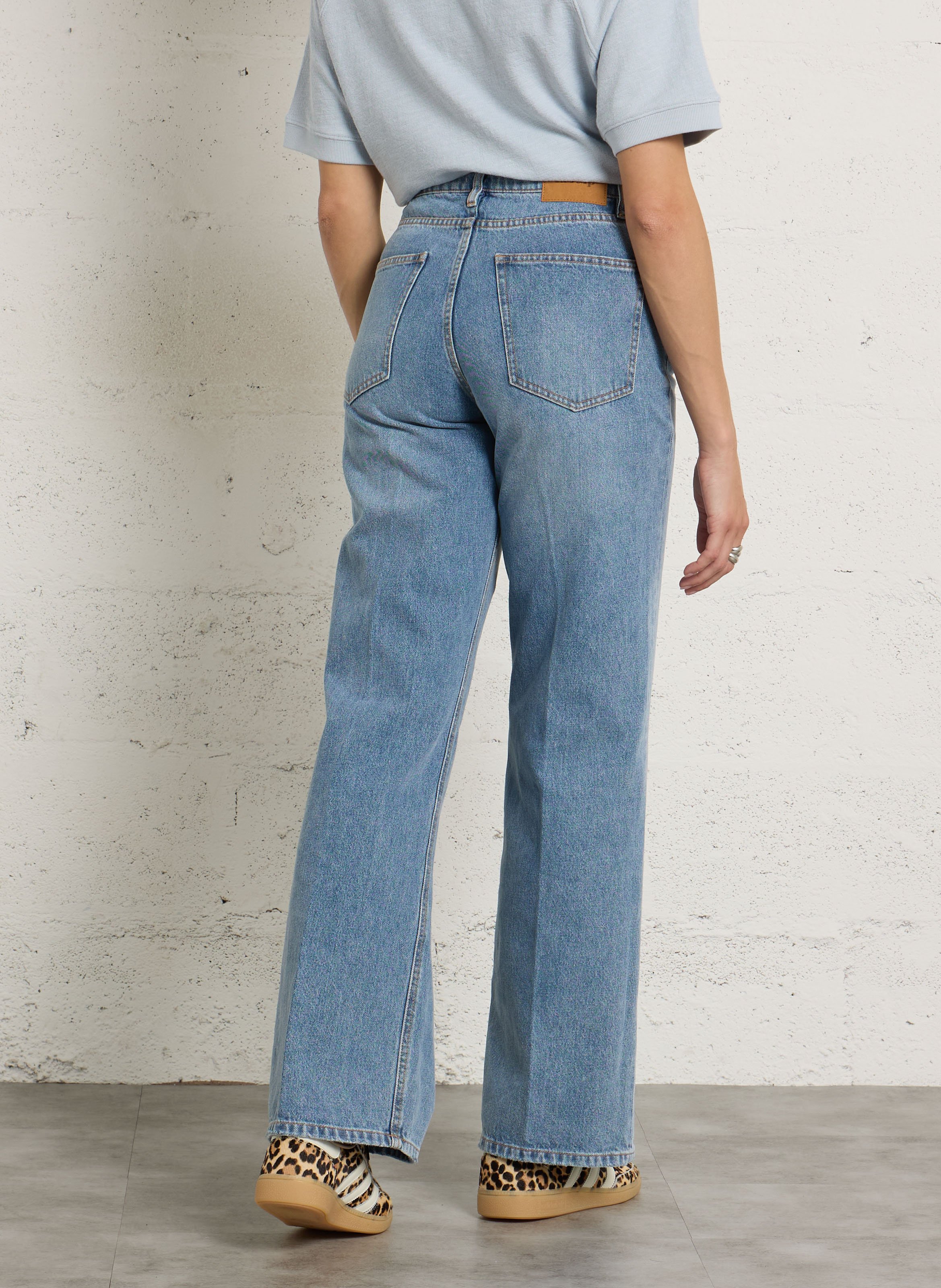 Jean évasé en coton LAB DIP Bleu