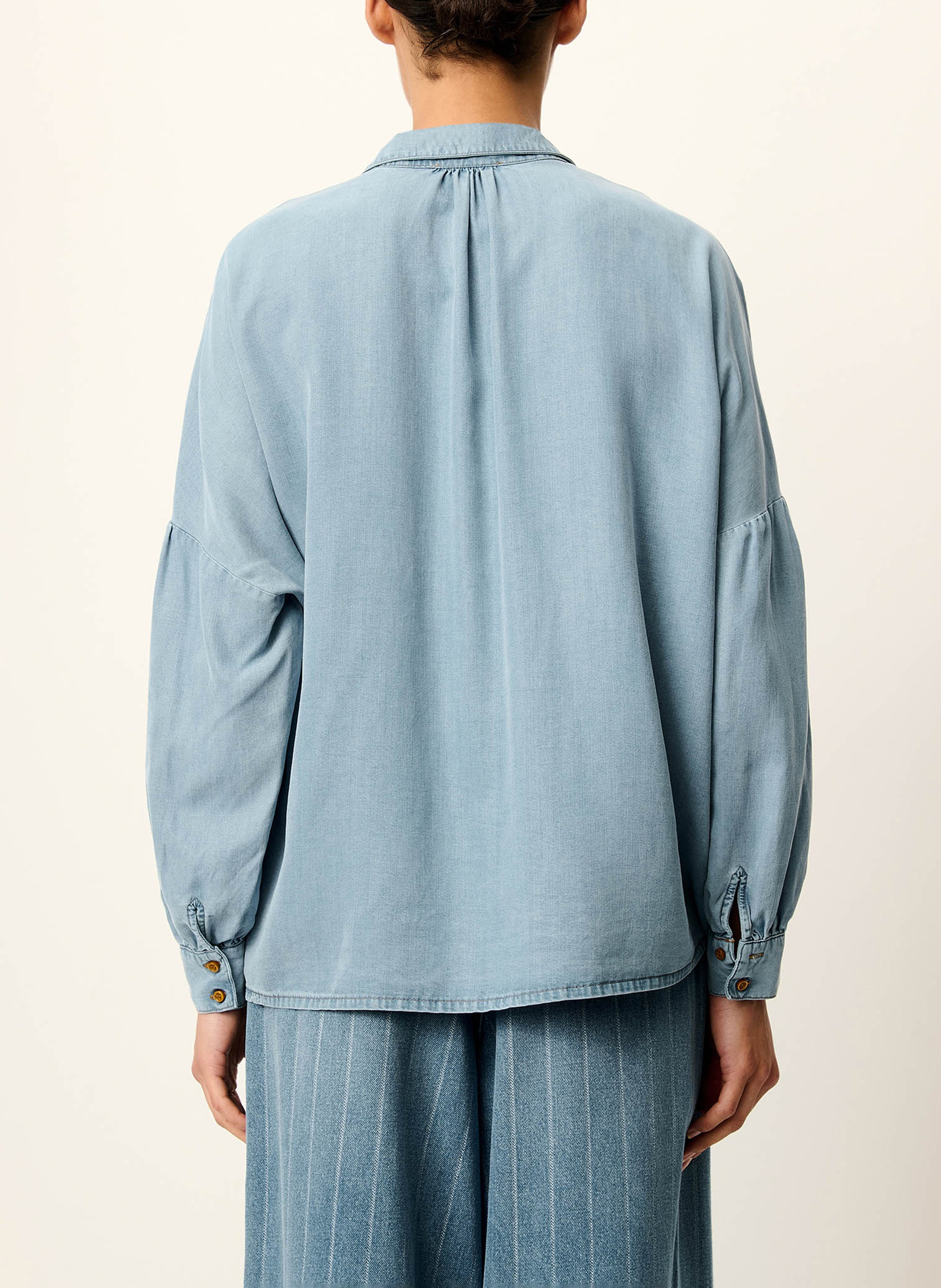 Bluse aus Lyocell mit klassischem Kragen SESSUN Blau