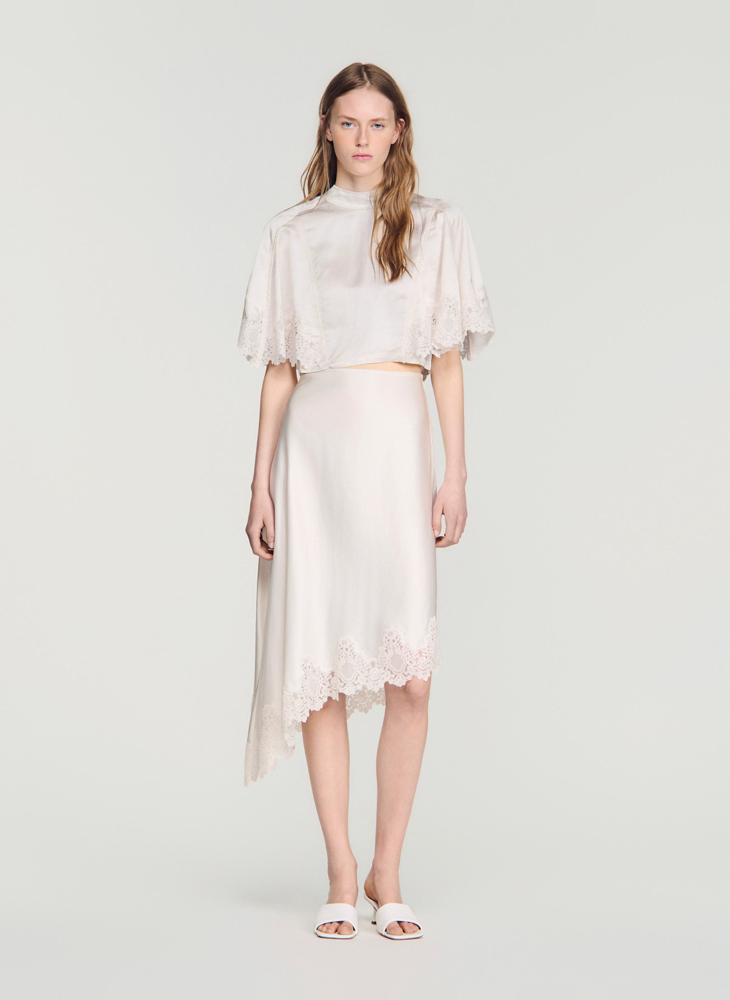 Asymmetrische, halflange rok SANDRO Beige