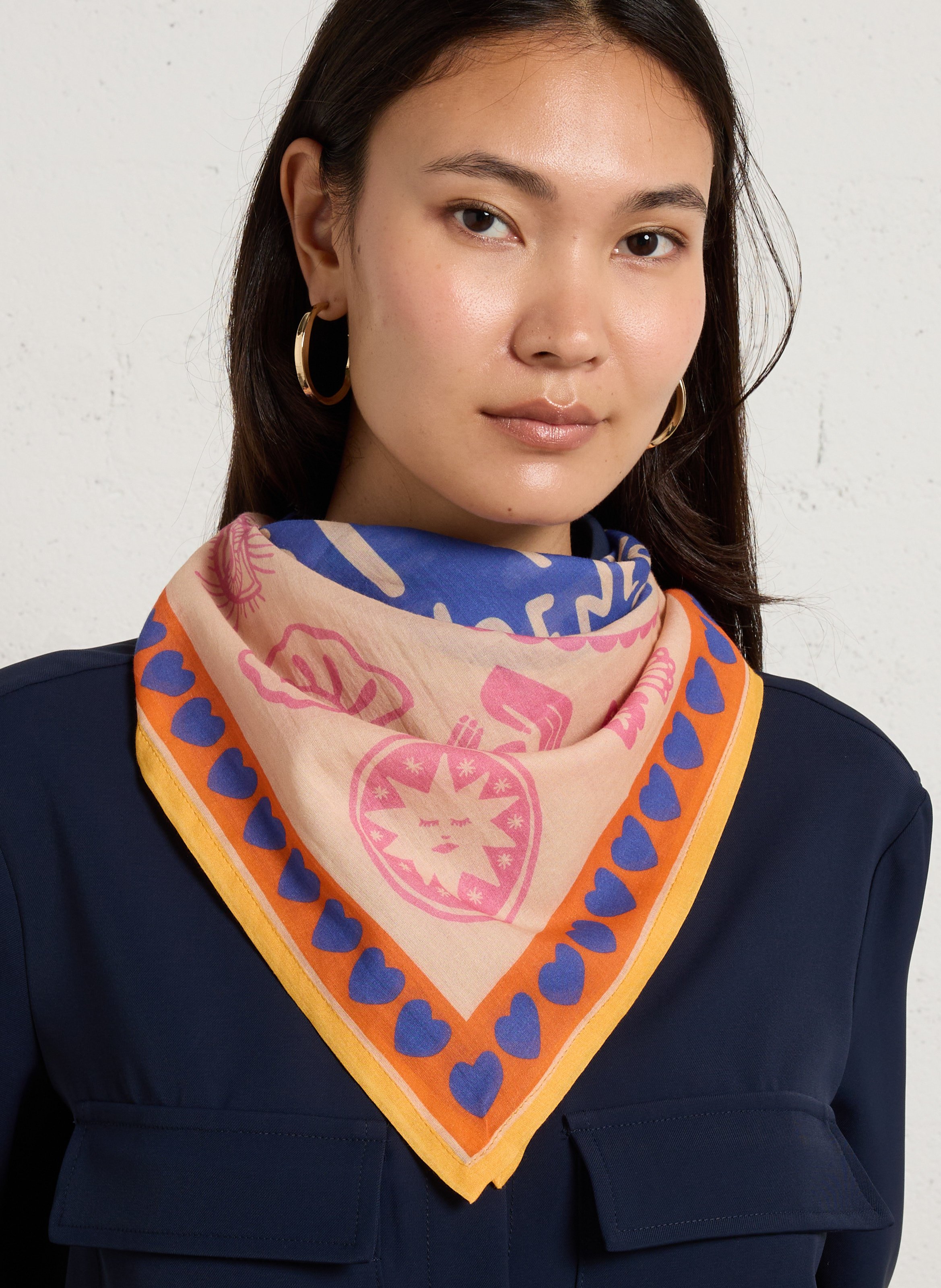 Foulard imprimé en coton APACHES COLLECTIONS Bleu