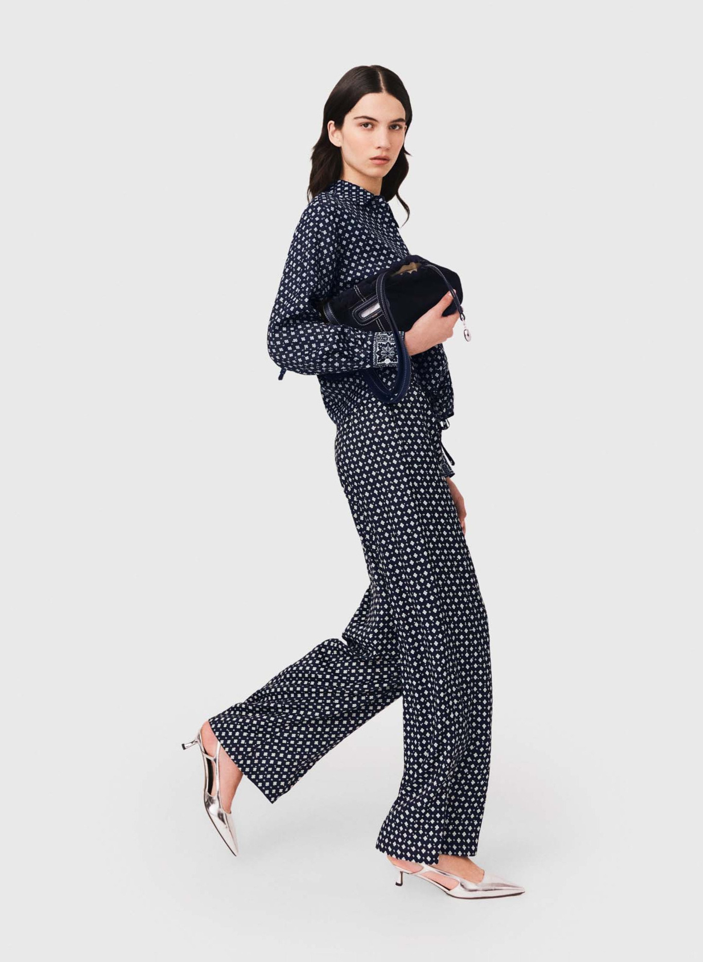 Wide-leg spotted trousers MAJE Blue