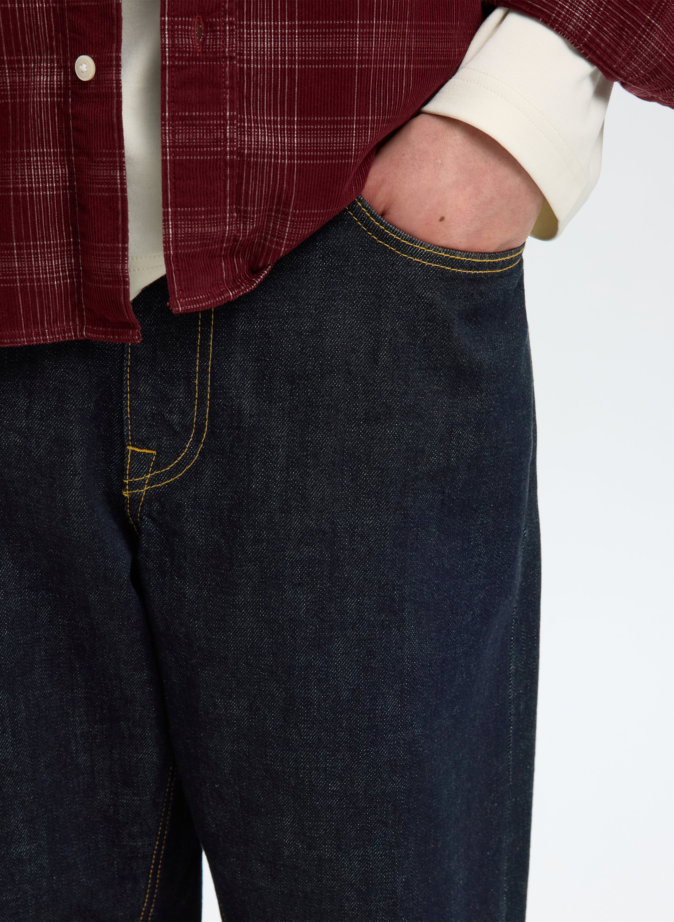 Jean droit large en coton SELECTED Bleu