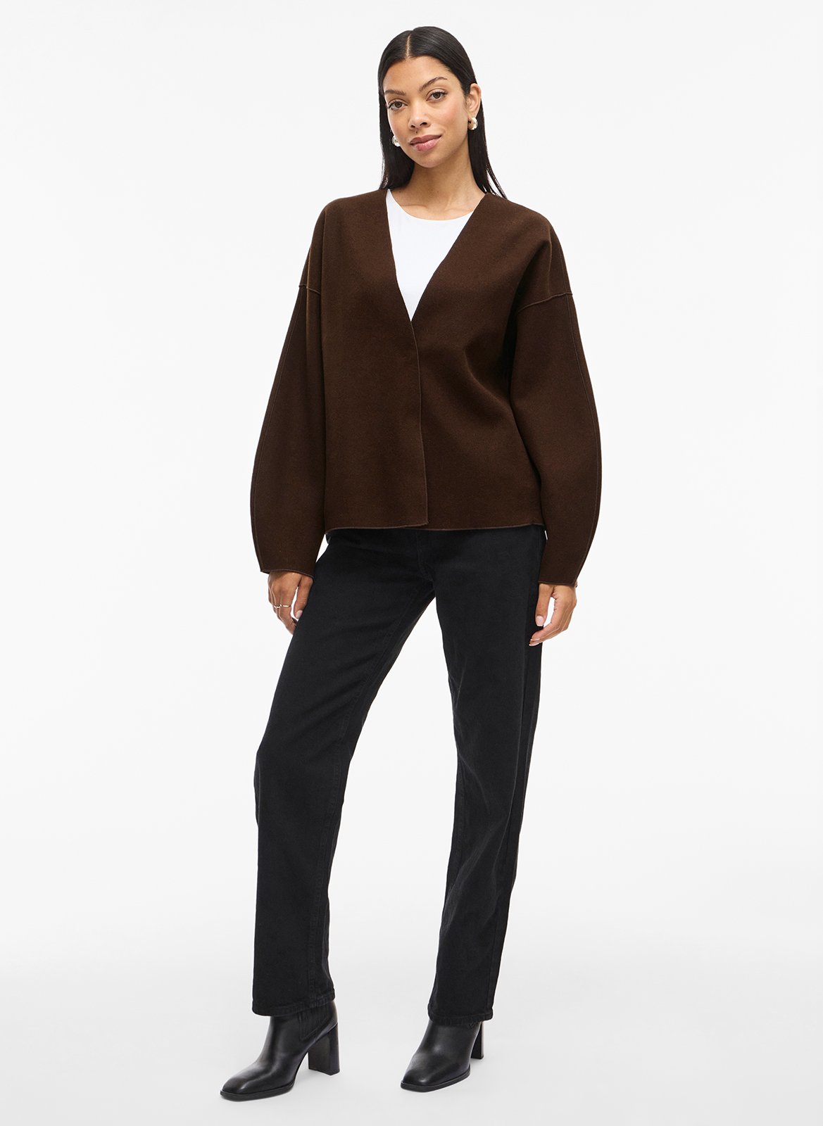 Light loose-fitting v-neck jacket VILA Brown