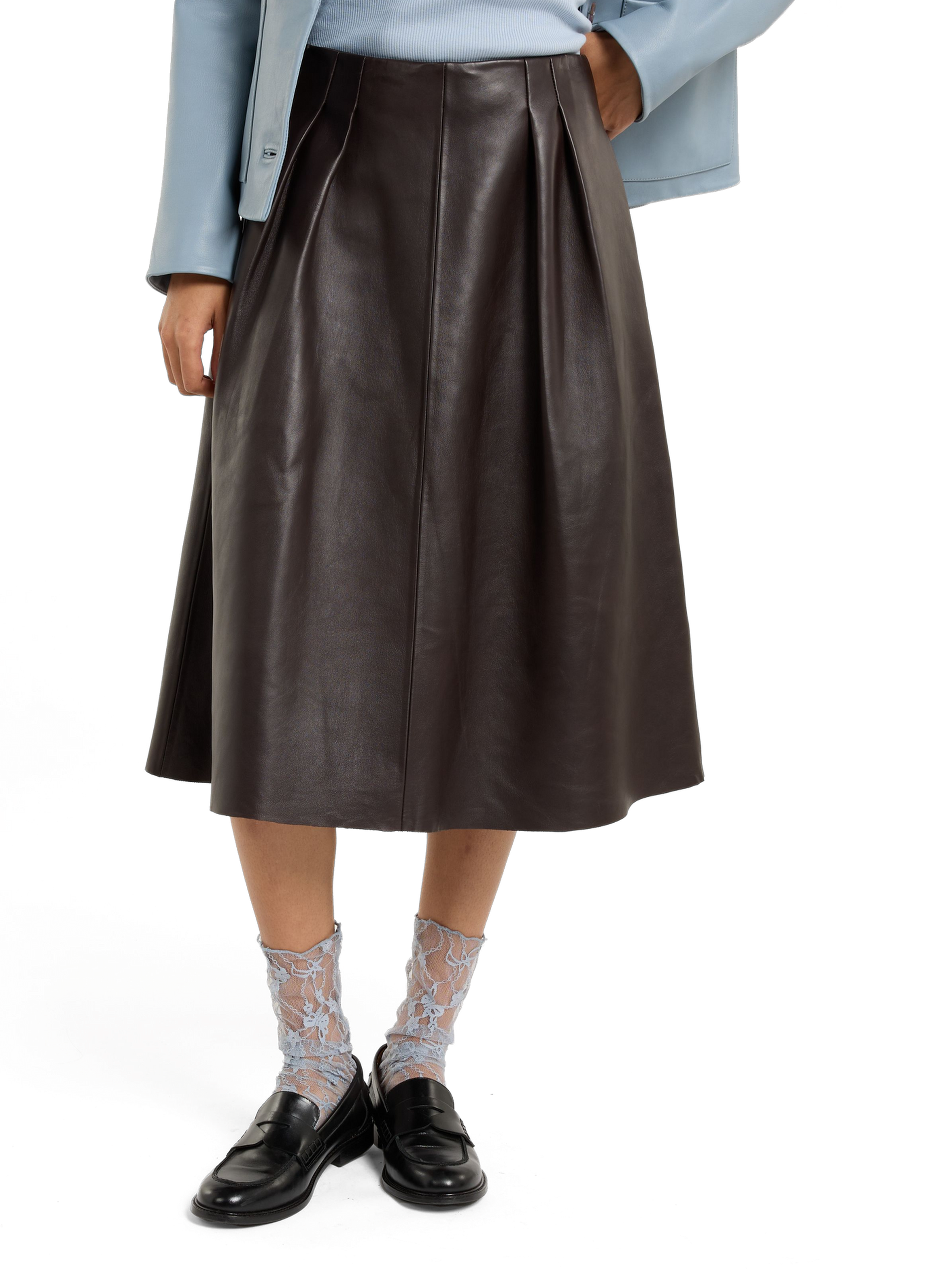 Aude leather skirt aude 70166 SAISON 1865 Brown