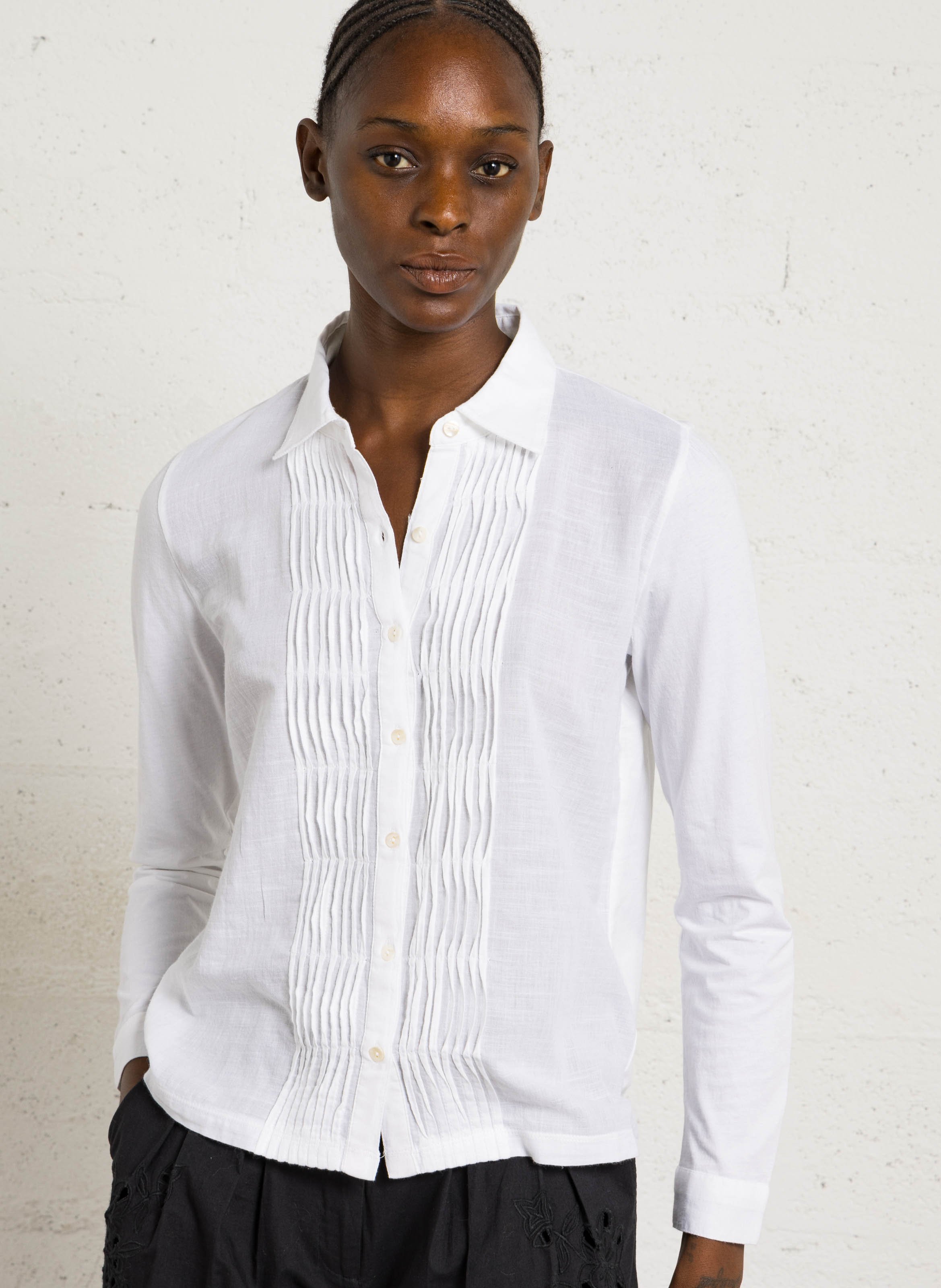 Geplooide katoenen blouse NICE THINGS Wit
