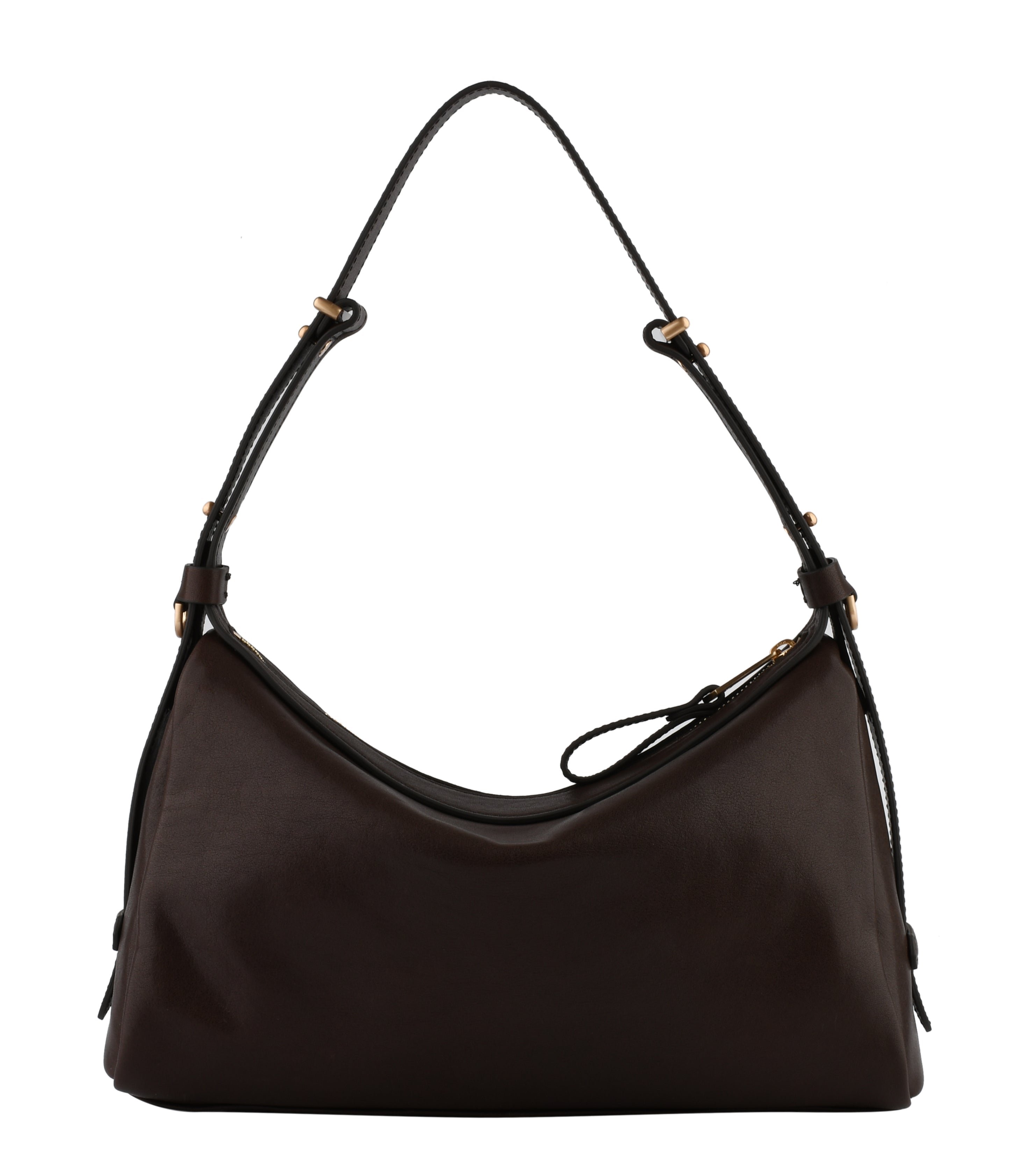 Shoulder bag in cowhide leather with aged leather effect | Brown POURCHET Women