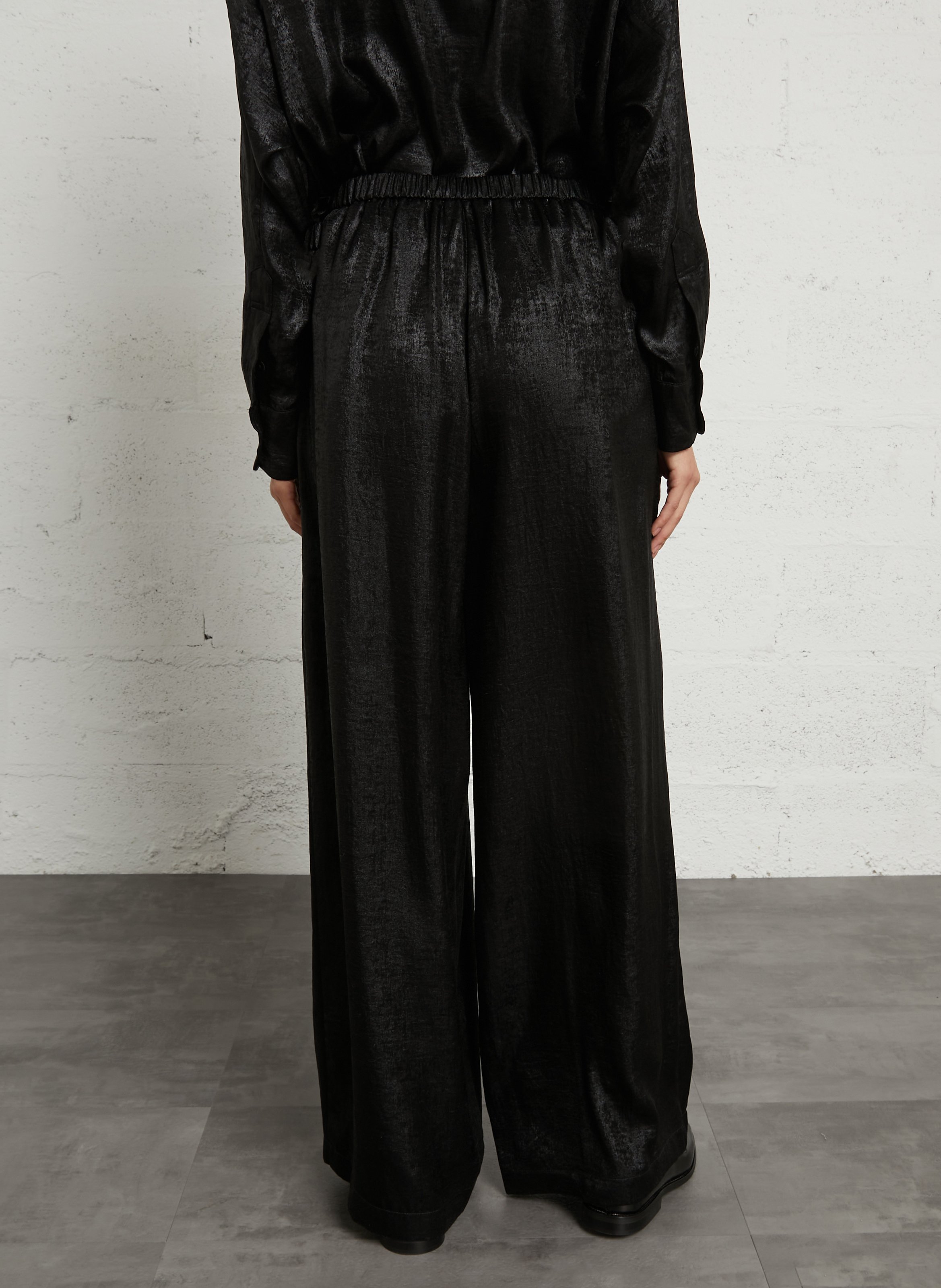 Wide-leg Baccarat laminated fabric pants MOMONI Black